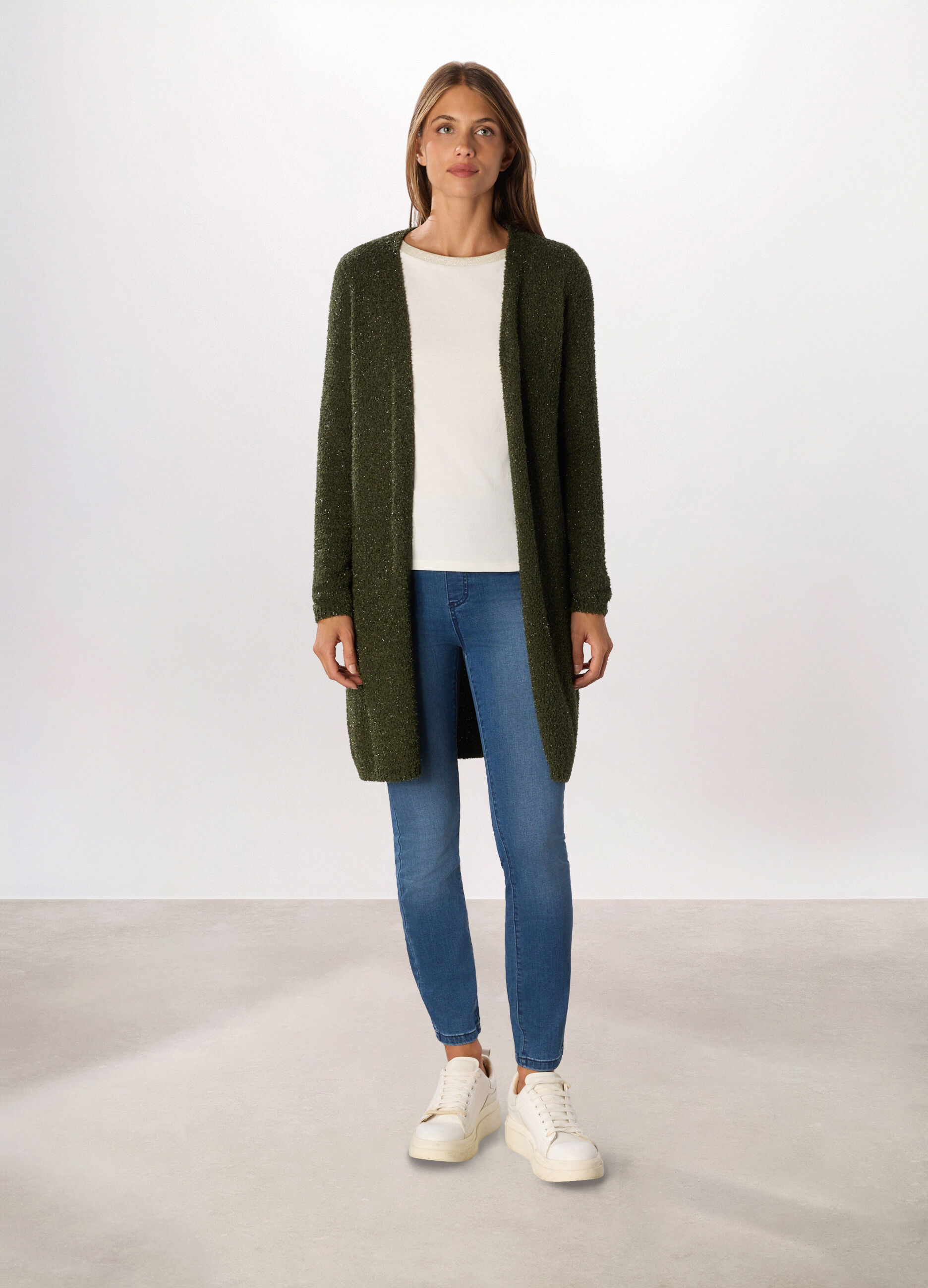 Cardigan tricot lungo donna_0