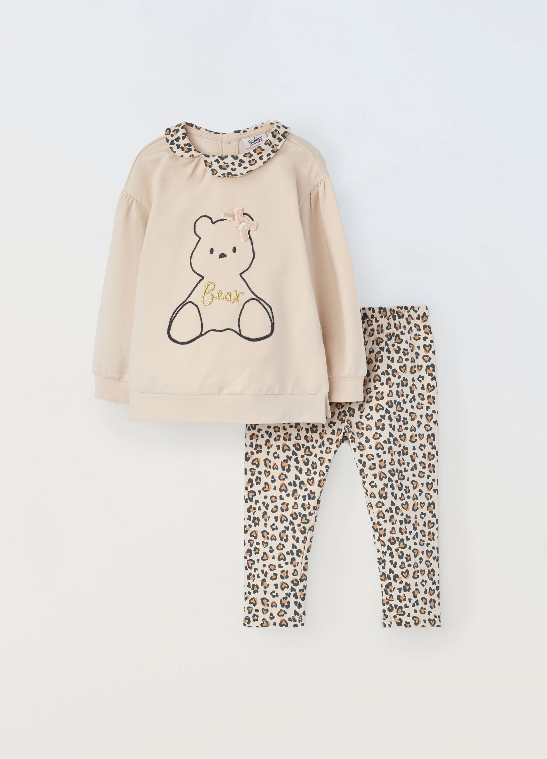 Jogging set in felpa di cotone stretch neonata_0