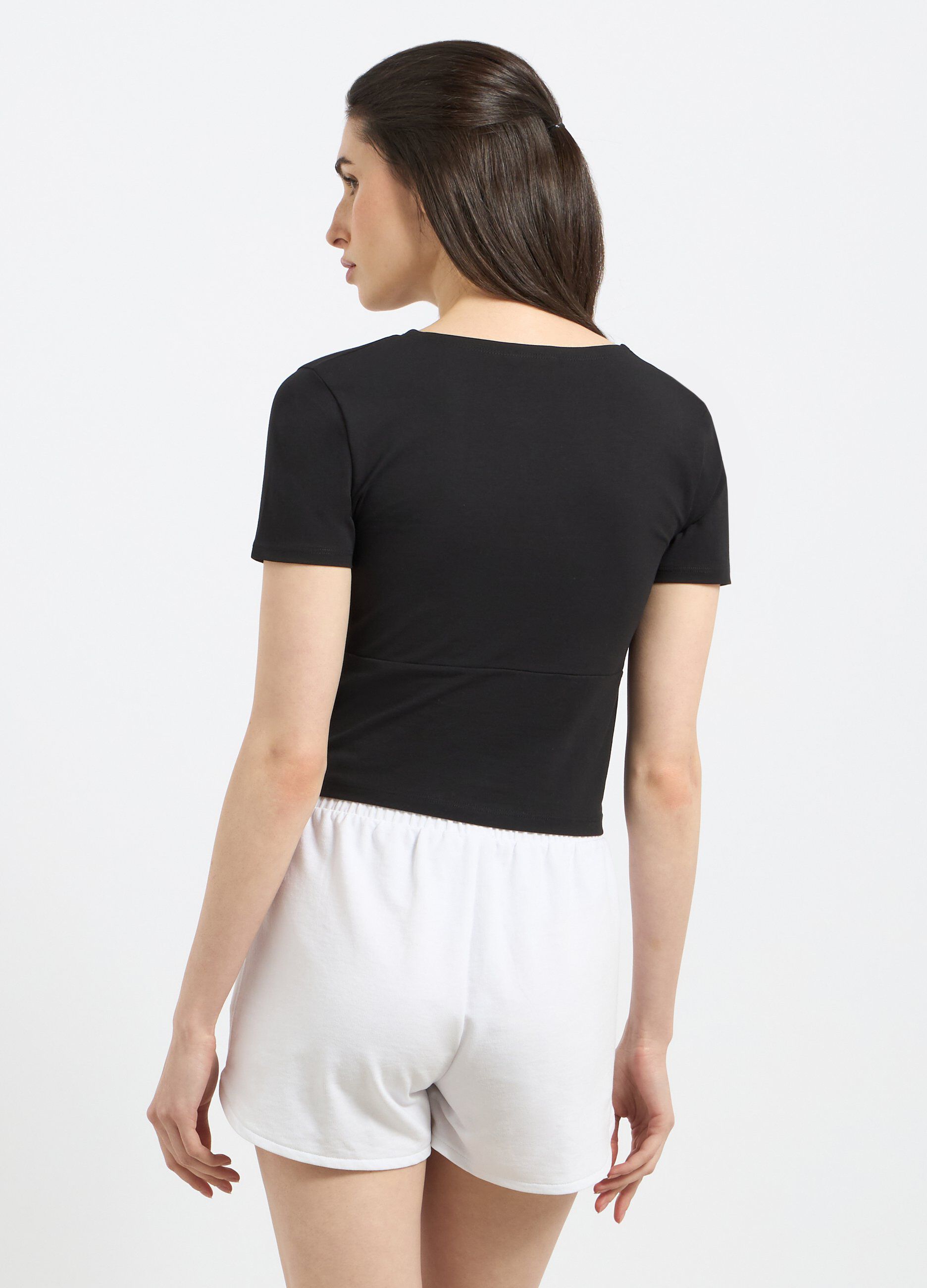 T-shirt cropped in cotone stretch donna_1