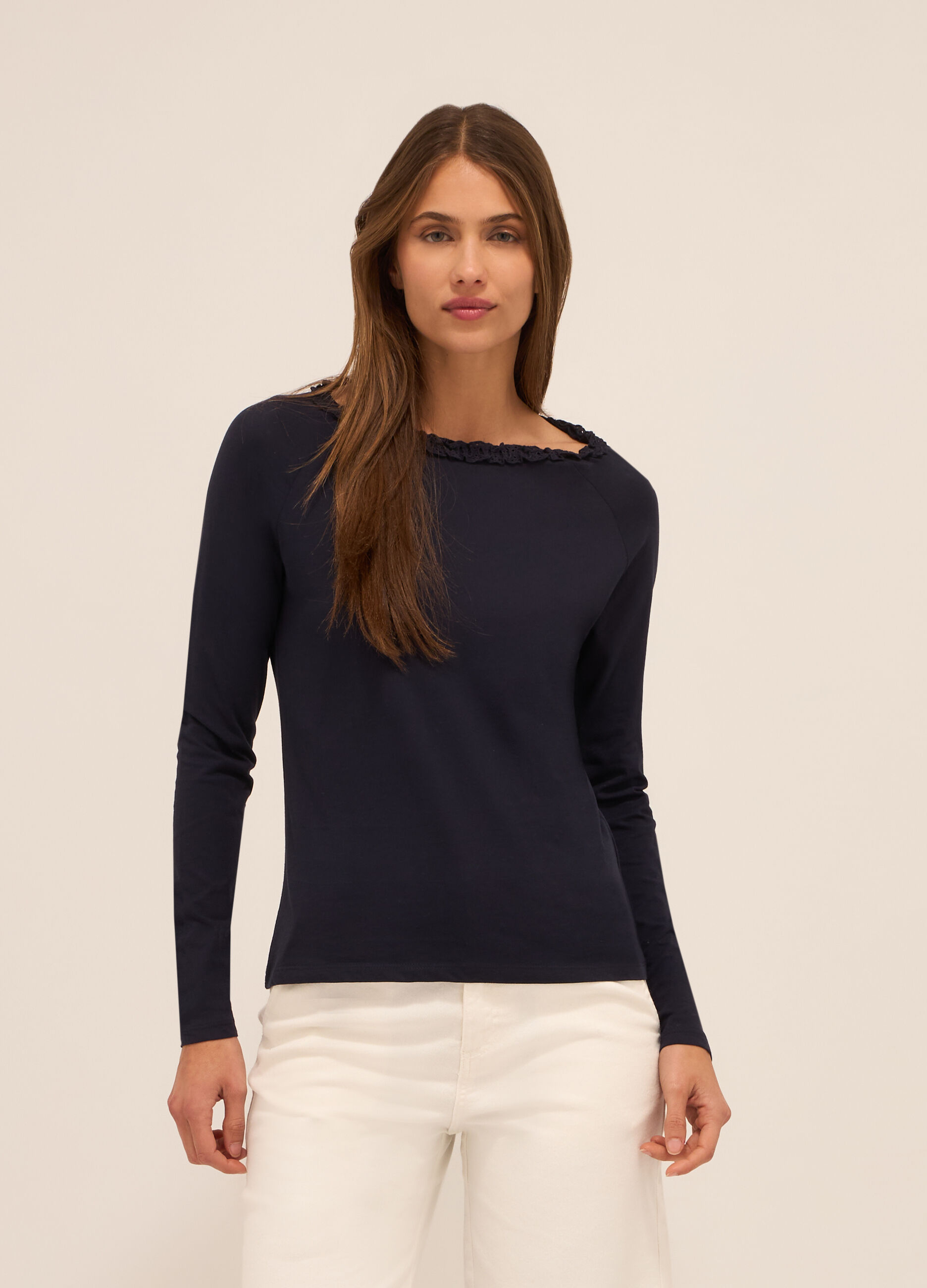 T-shirt in jersey di puro cotone donna_0