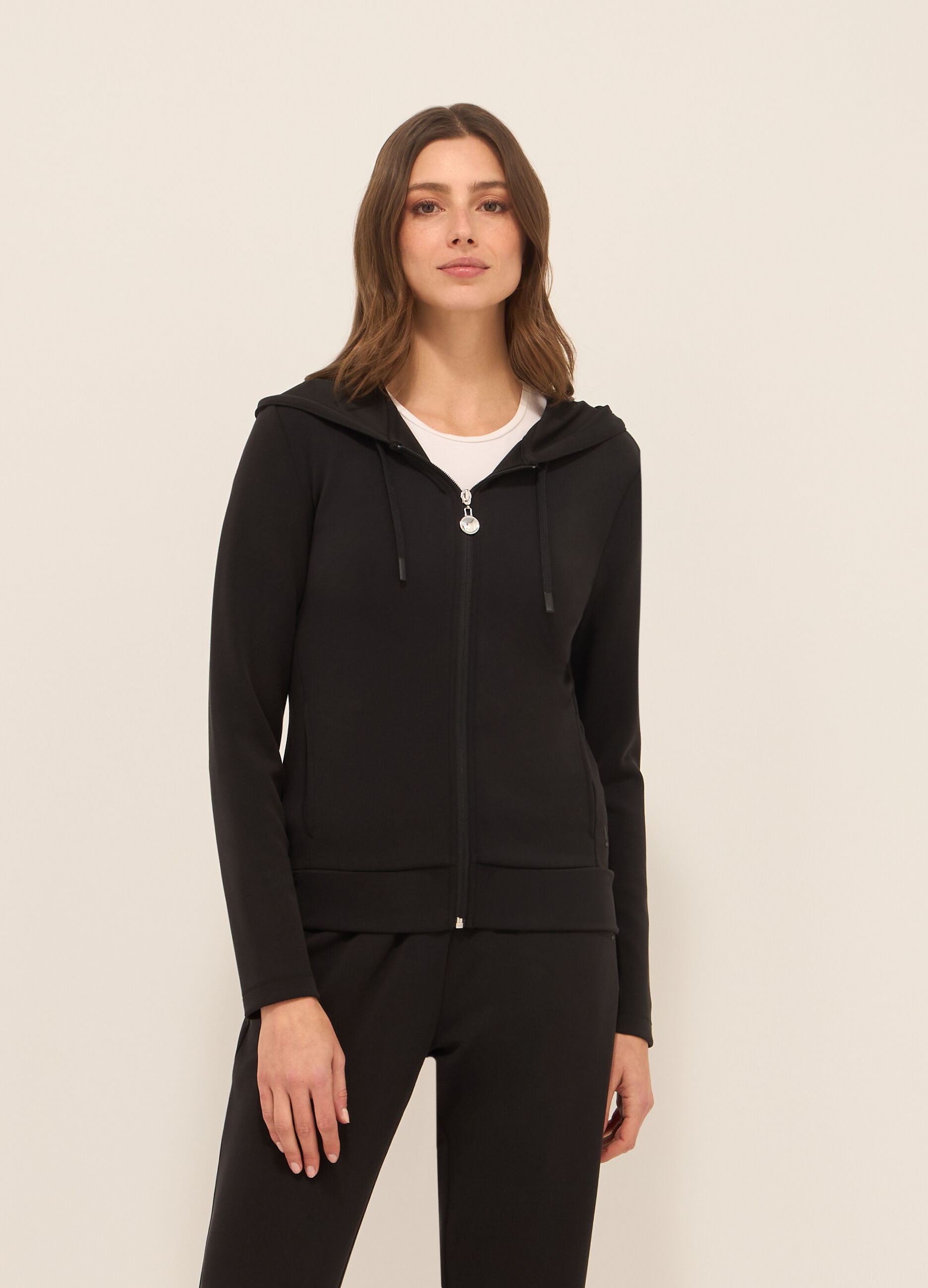Felpa con cappuccio misto modal donna_0