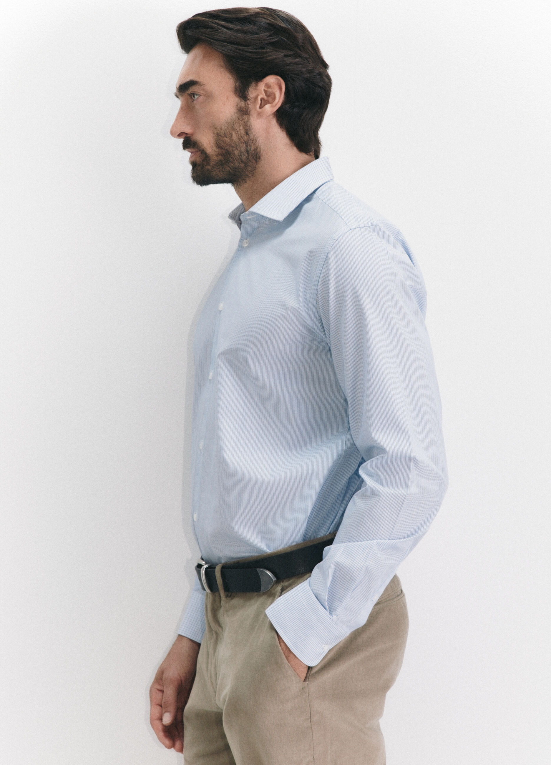 Camicia regular fit in tessuto a righe uomo_4