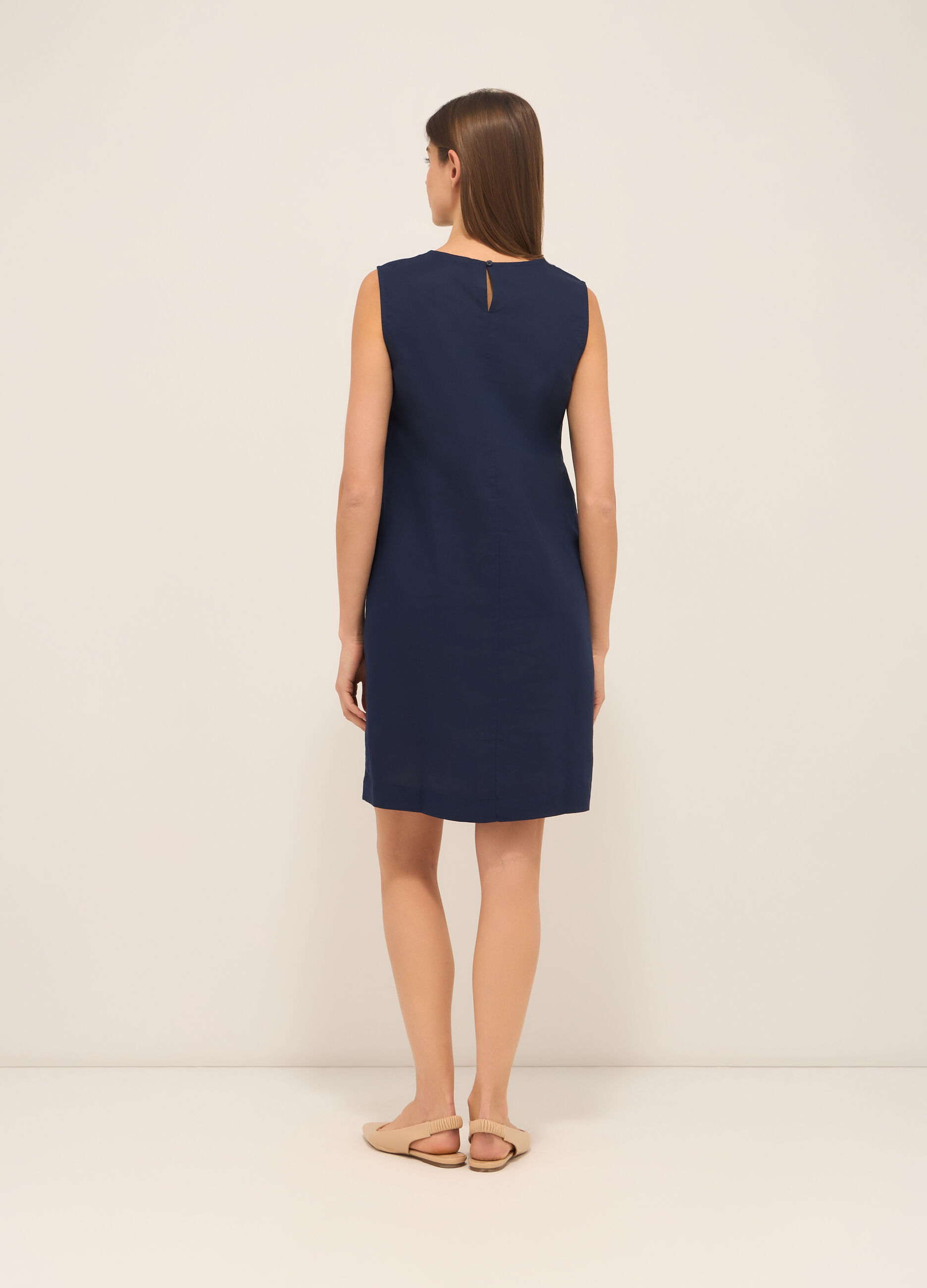 Abito corto misto lino donna_1
