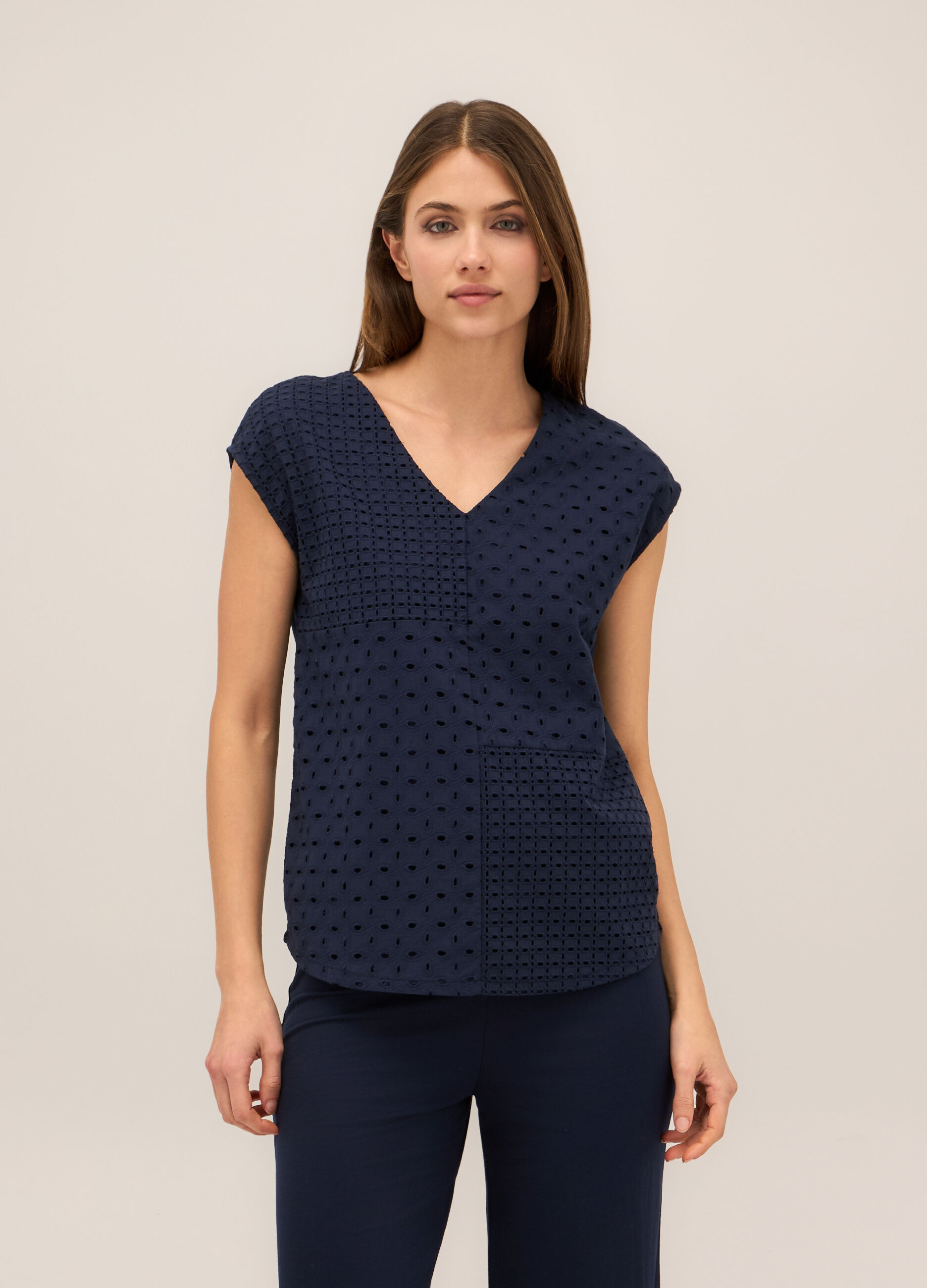 T-shirt smanicata misto viscosa donna_0