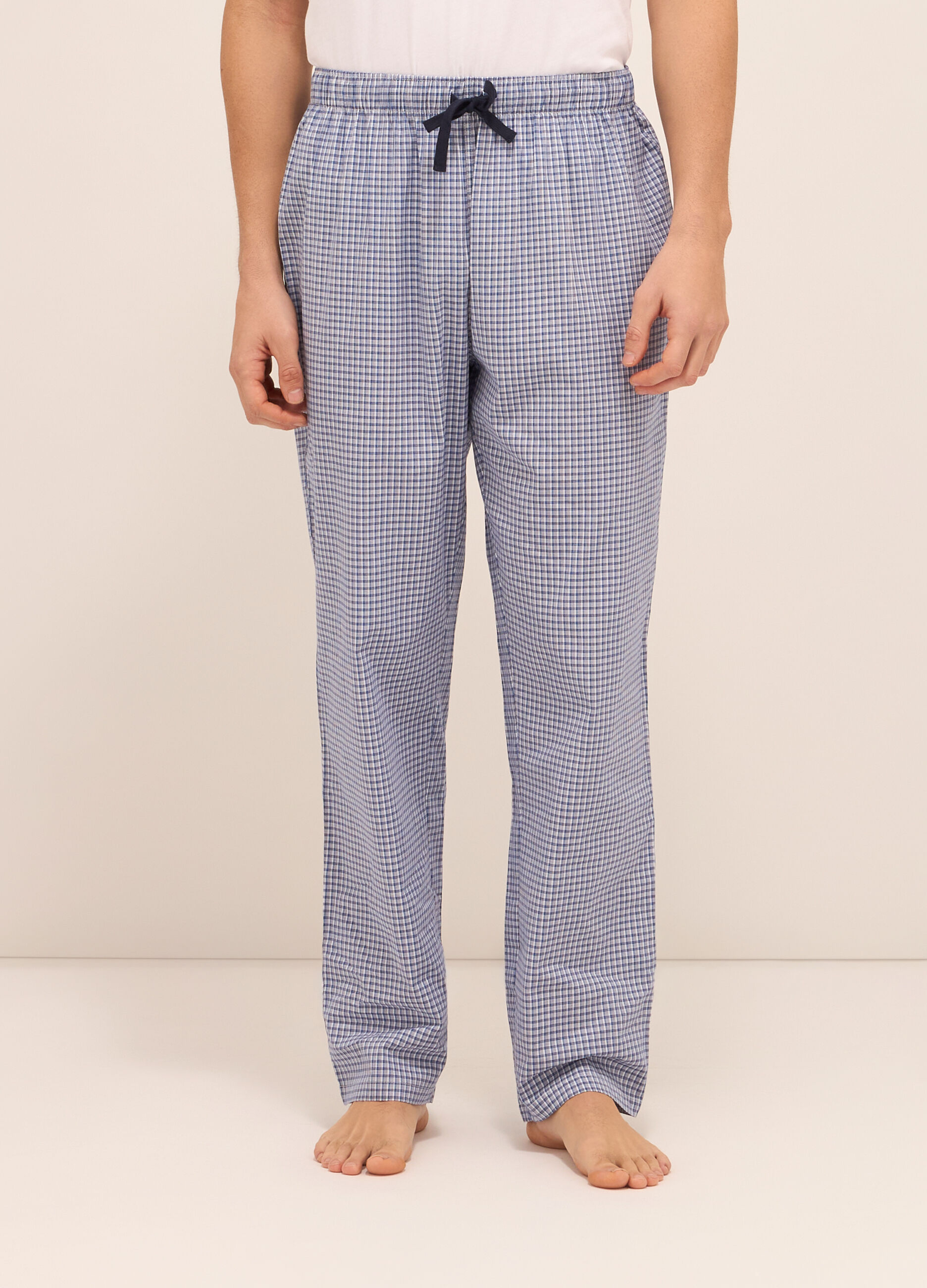 Pantaloni del pigiama in tela di cotone a quadretti uomo_1