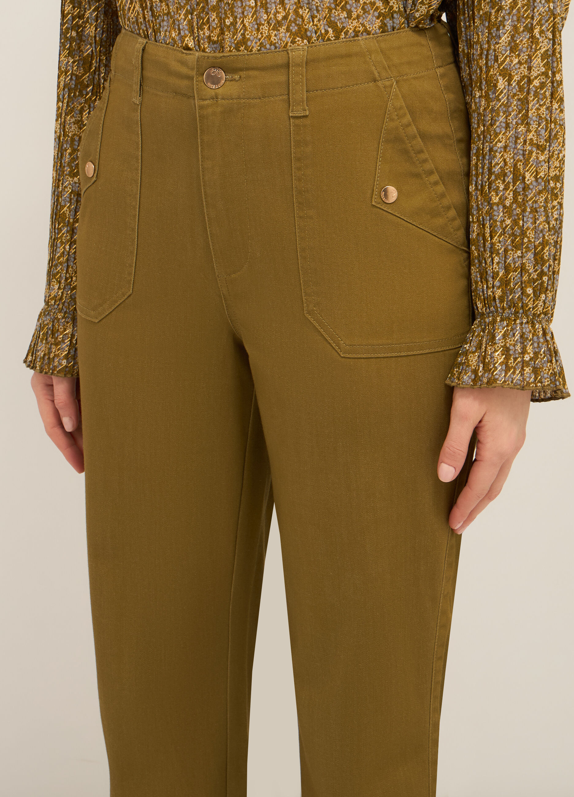 Pantaloni in misto cotone stretch donna_2