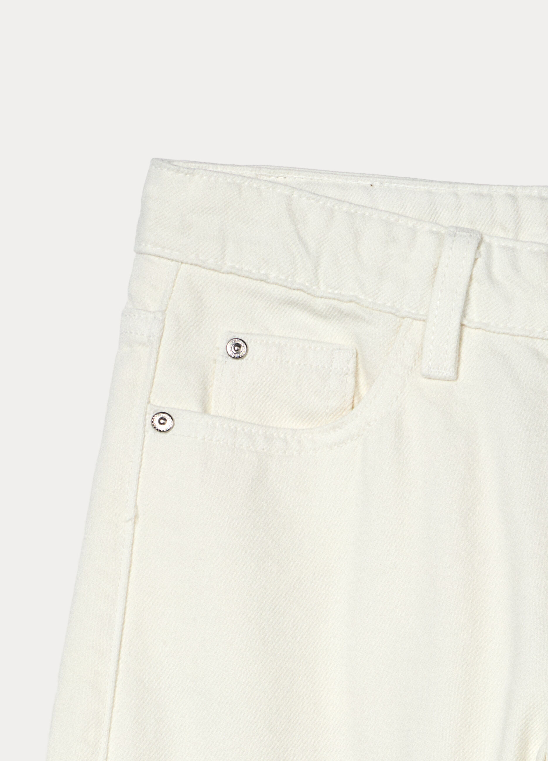 Pantaloni wide leg in twill di puro cotone ragazza_2