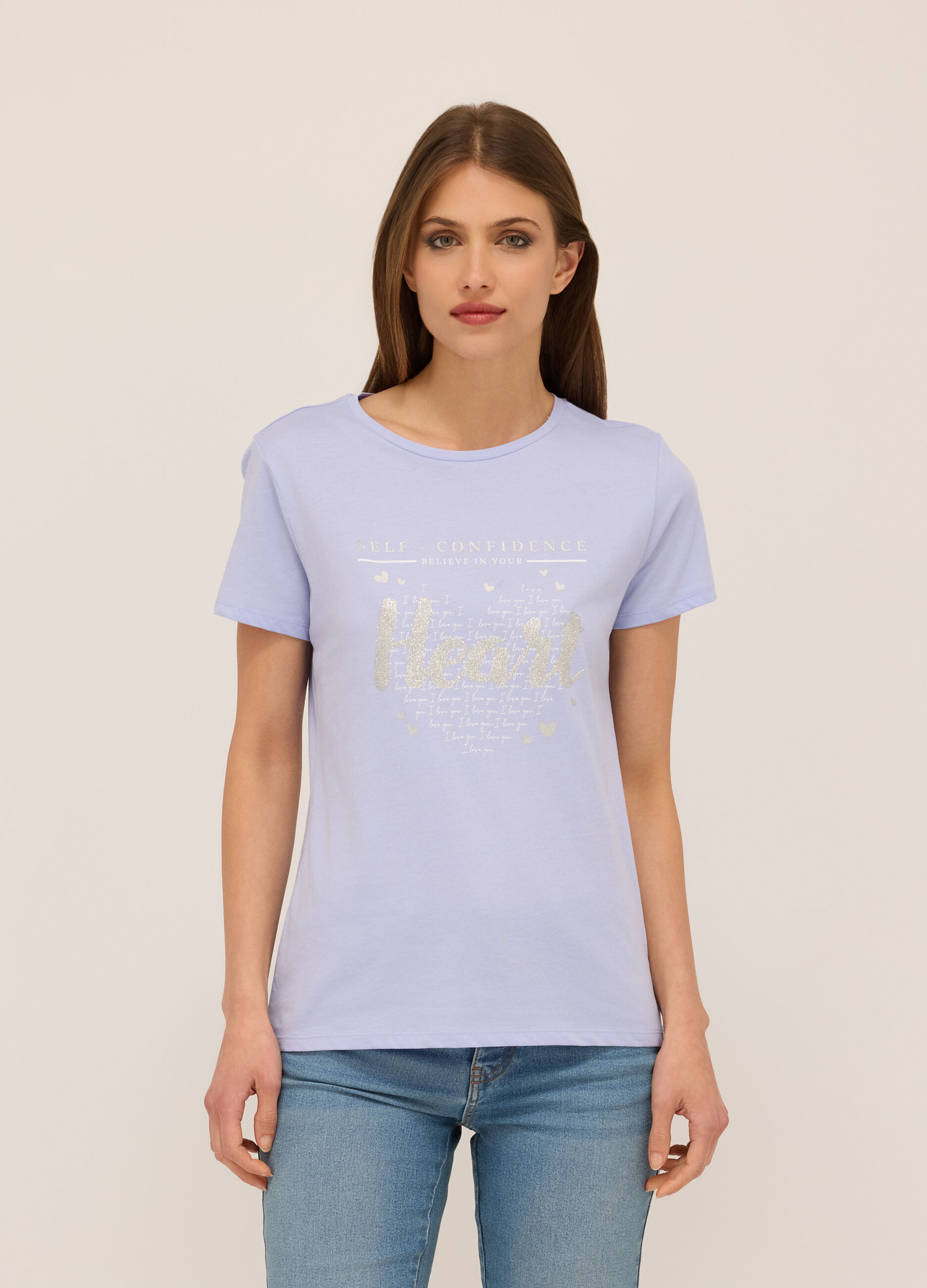 T-shirt in jersey di puro cotone donna_0