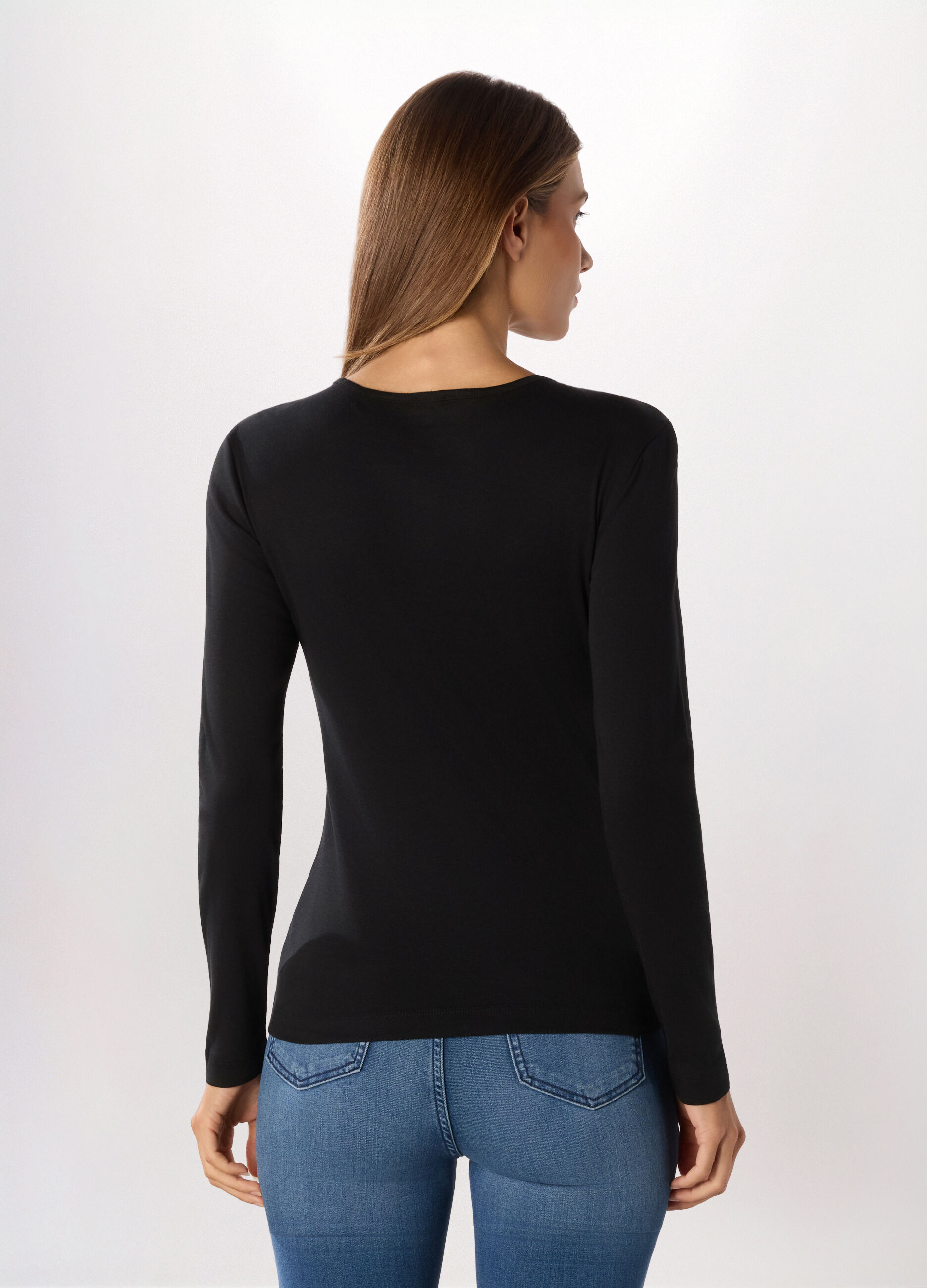 T-shirt in costina di cotone donna_1