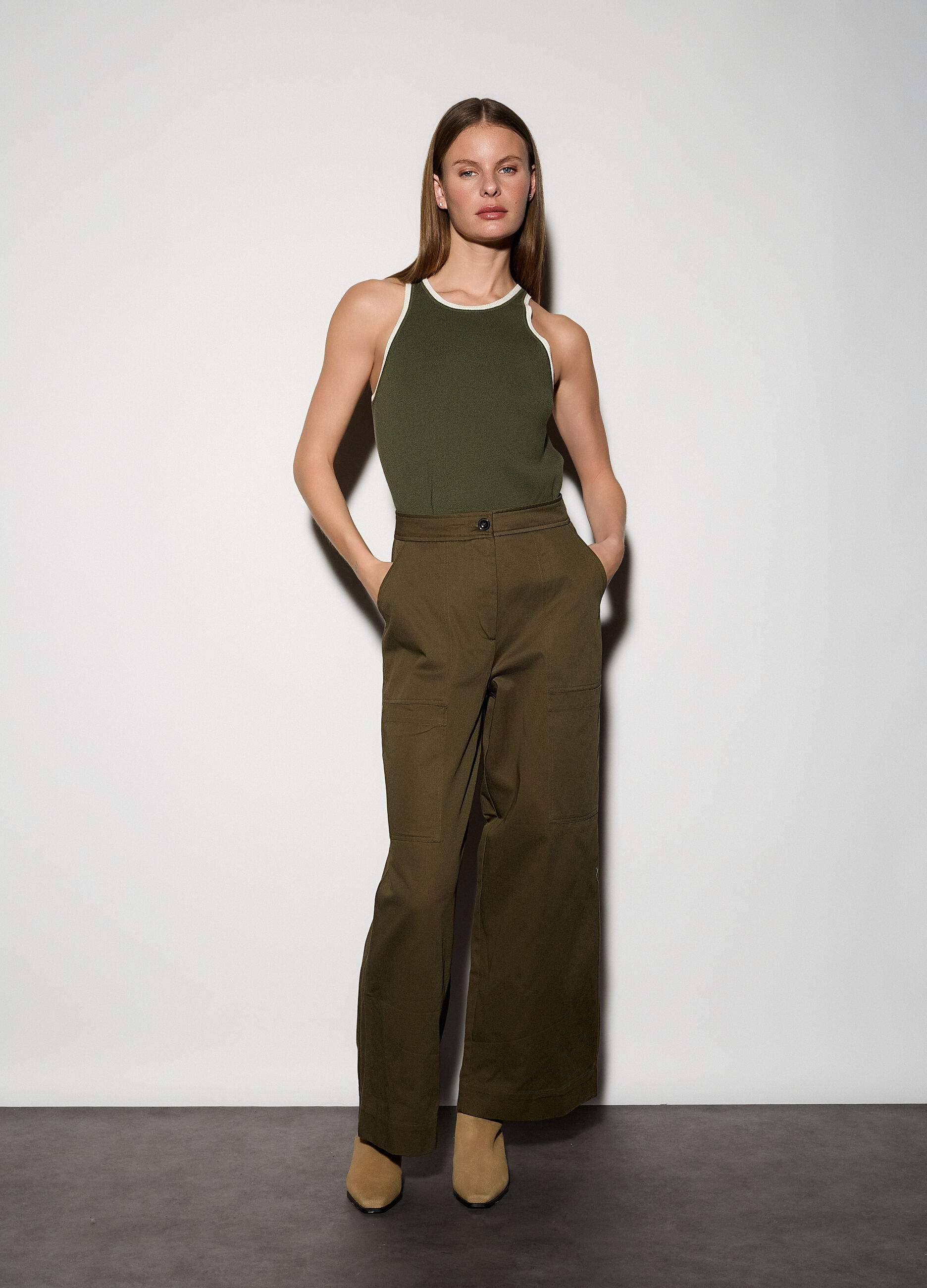 Pantaloni cargo straight fit donna_0