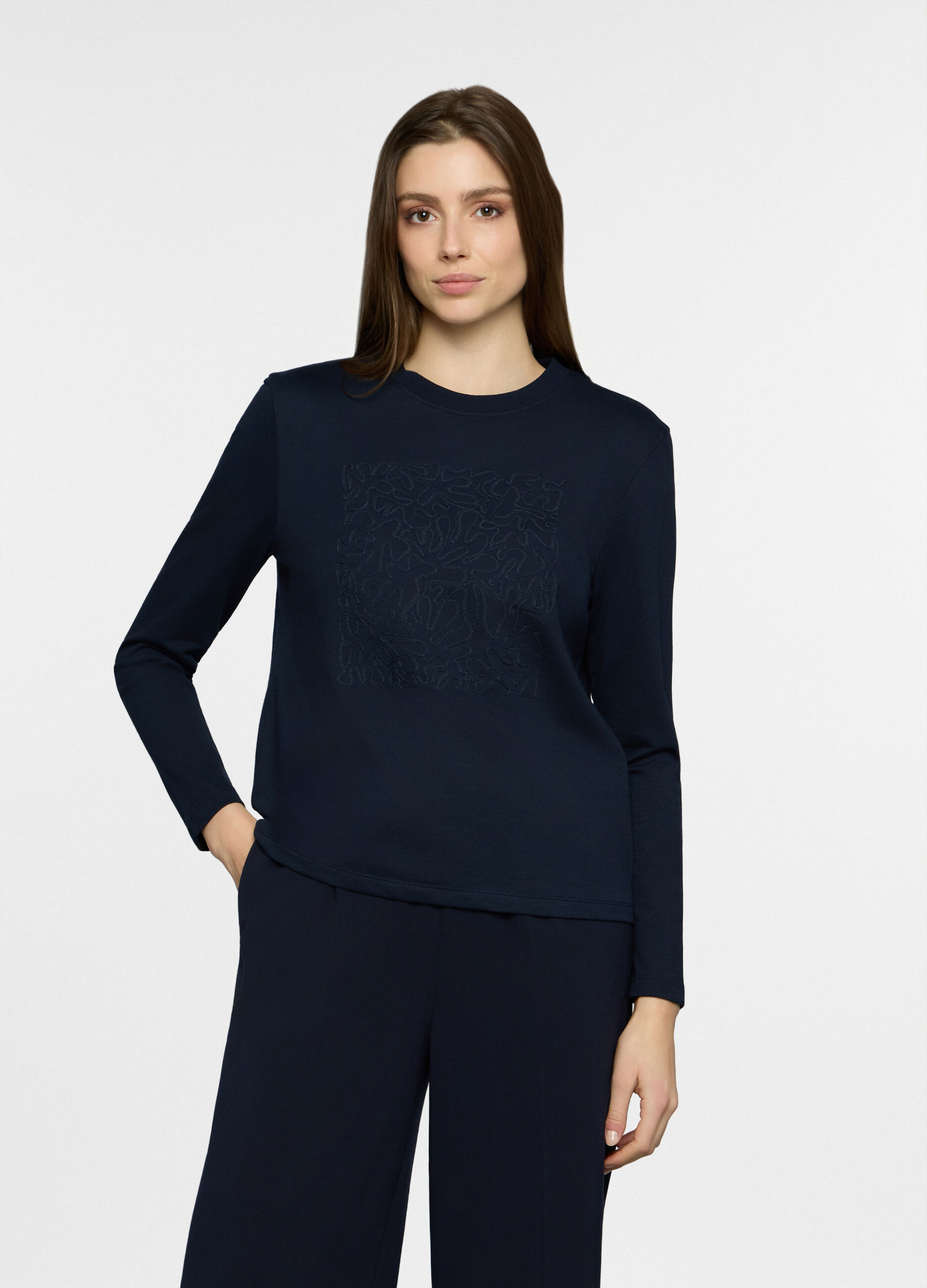 Felpa girocollo in french terry donna_0