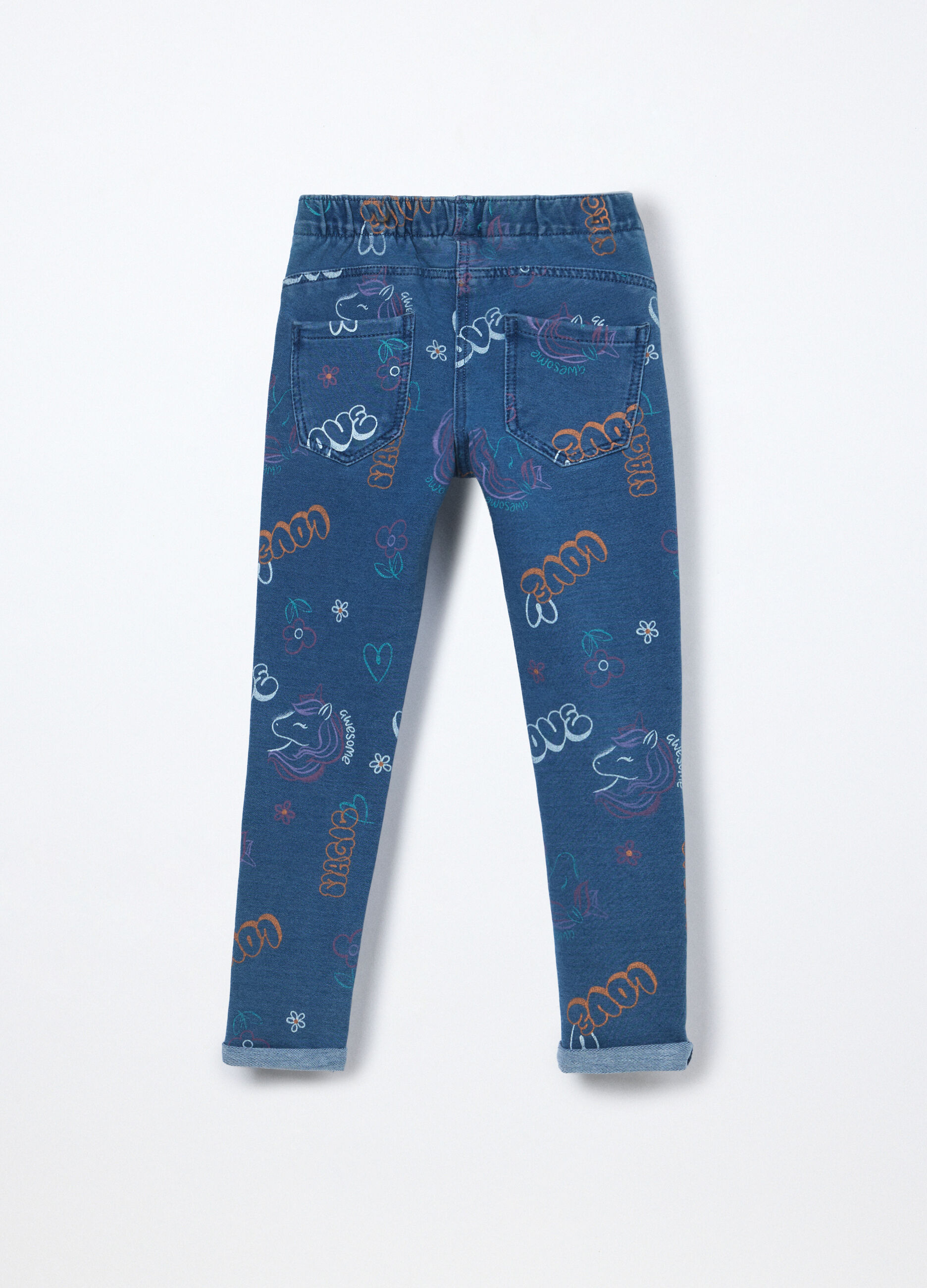 Jeggings in french terry denim stretch bambina_1