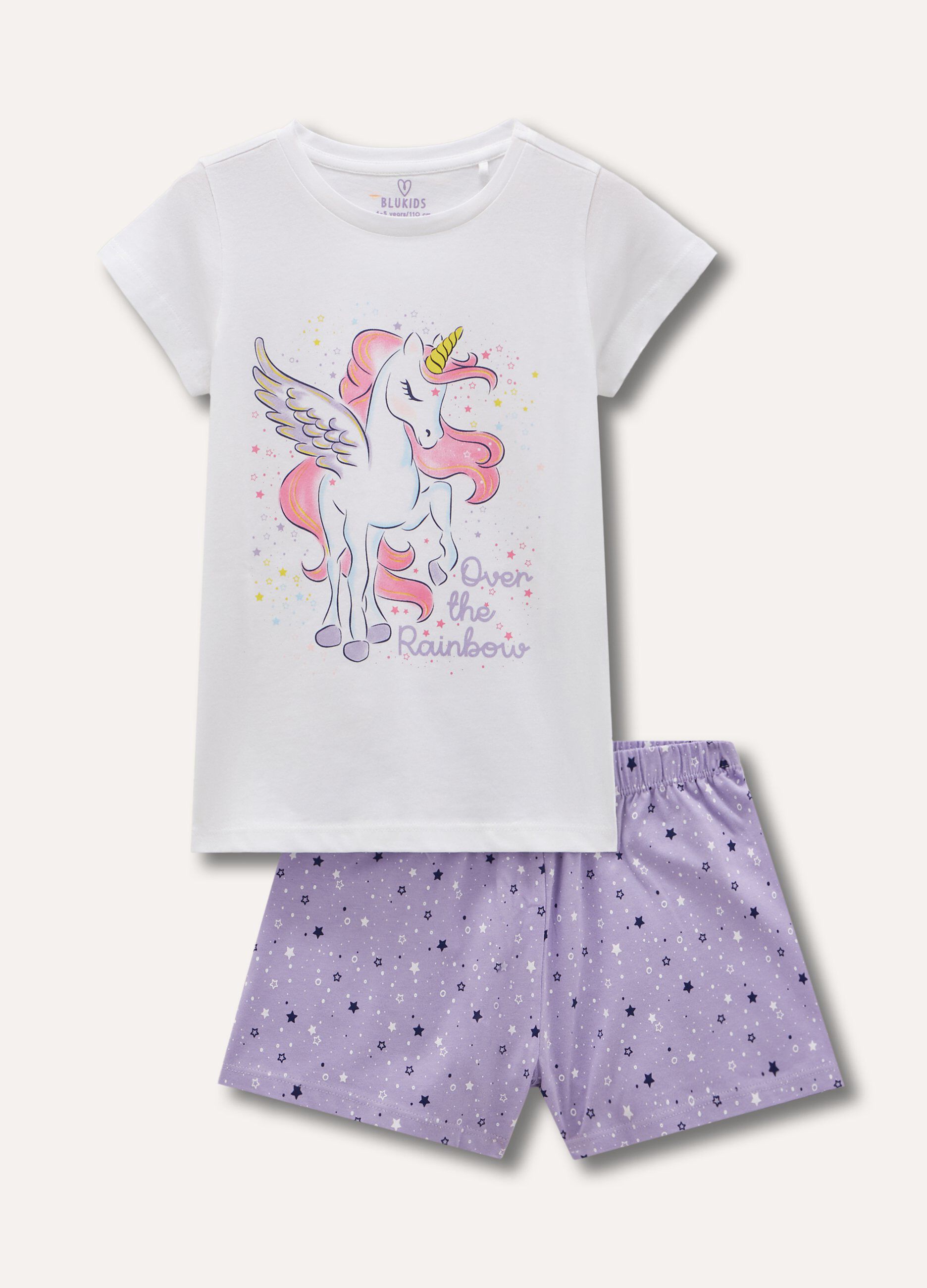 Set pigiama corto in puro cotone bambina