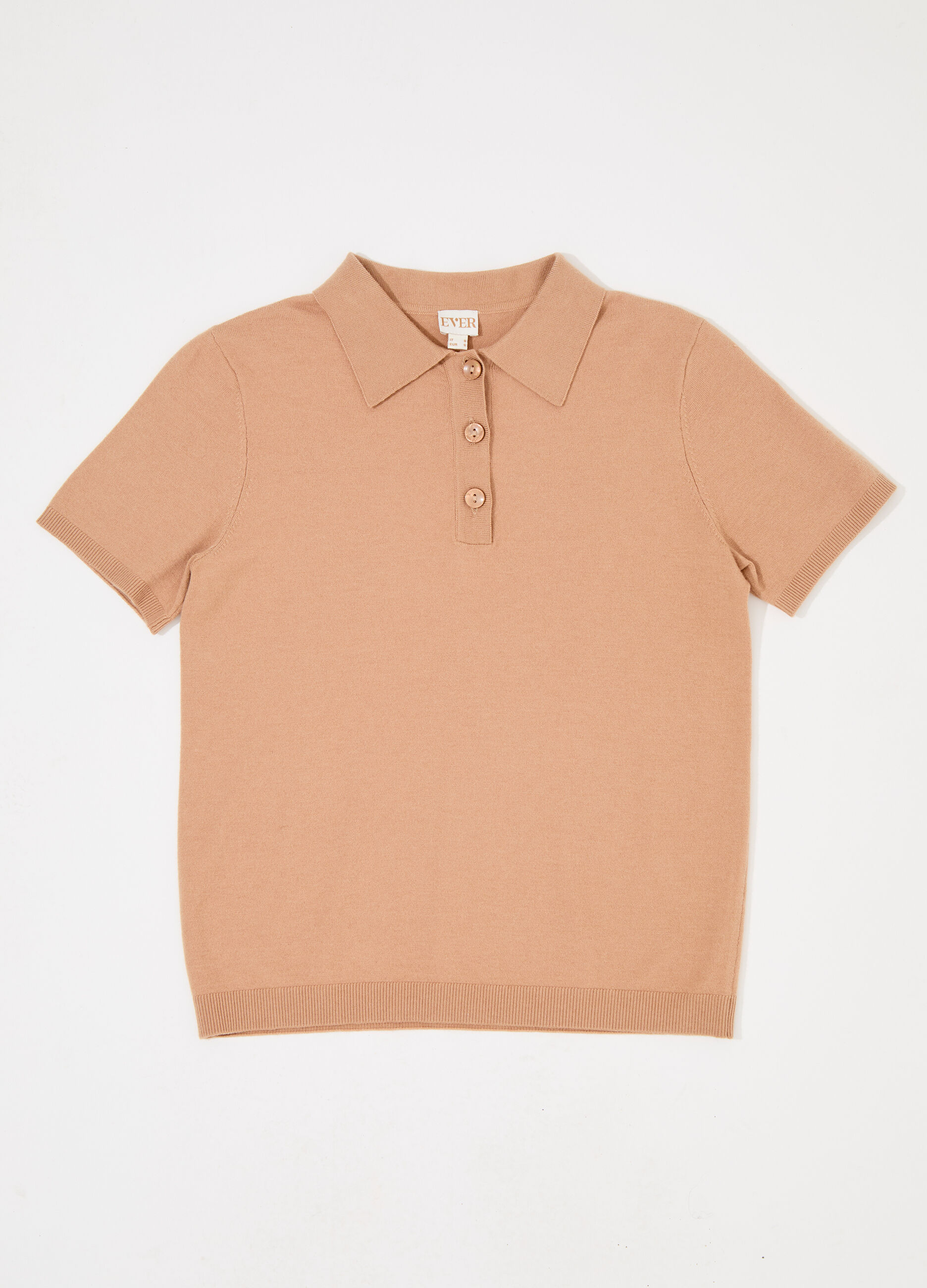 Polo in tricot misto cashmere a maniche corte donna_4