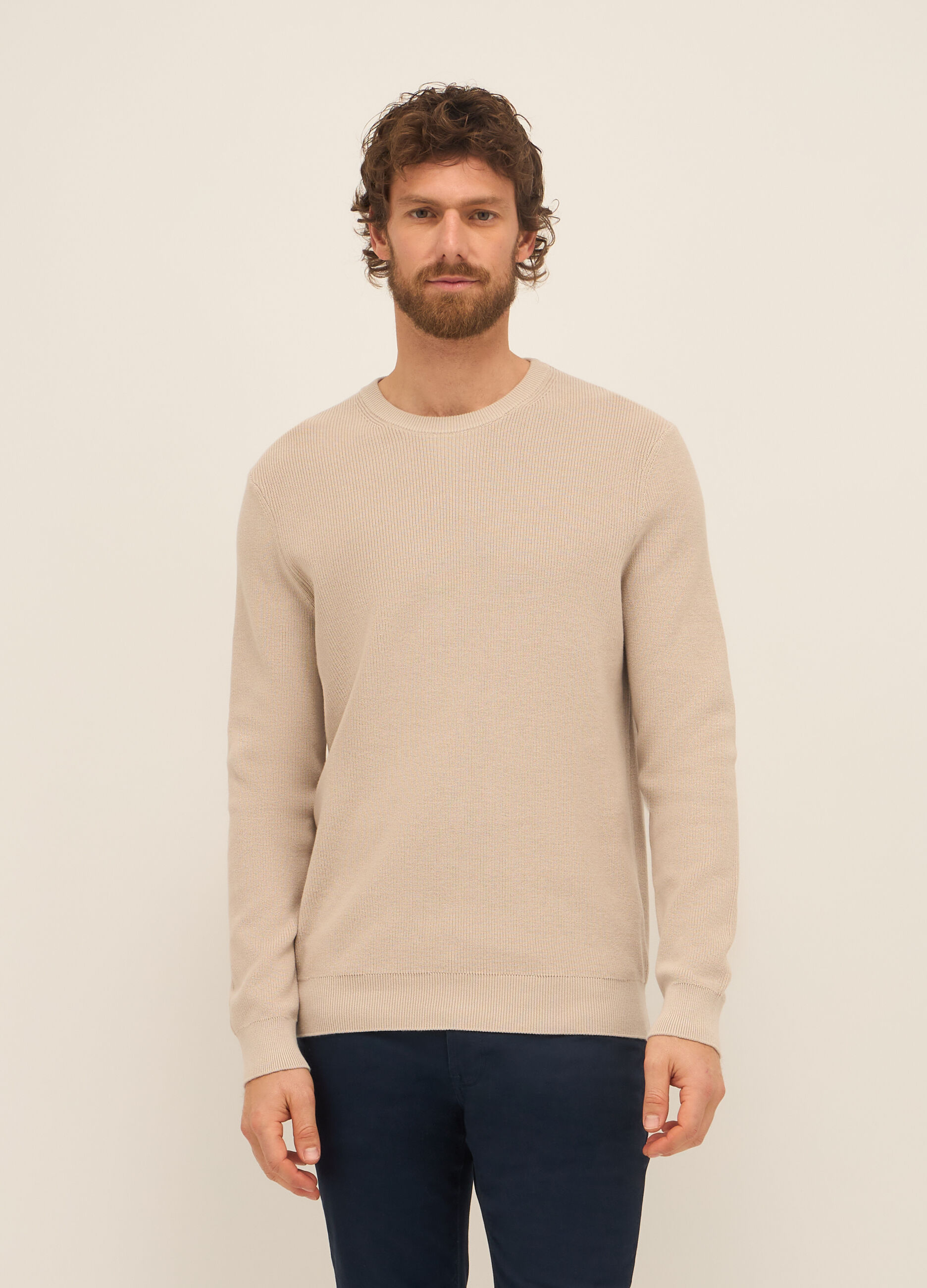 Maglione girocollo in puro cotone uomo_0