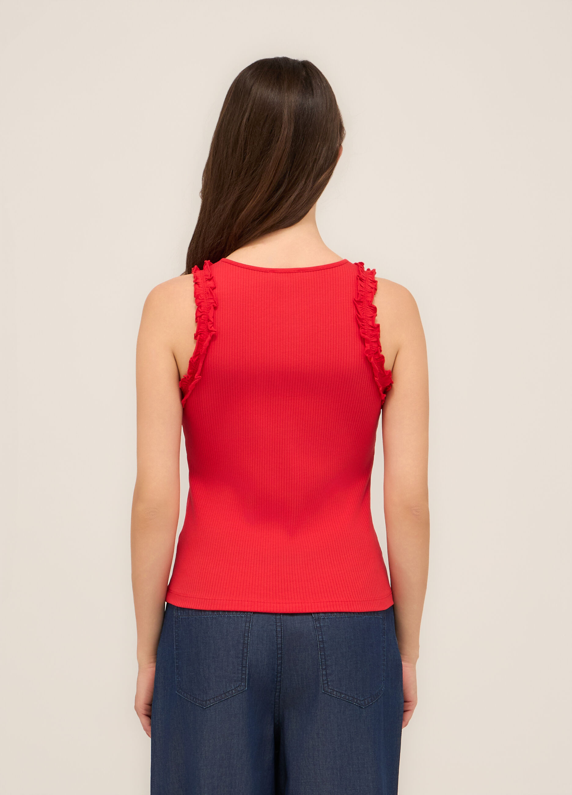 T-shirt in costina di puro cotone donna_1