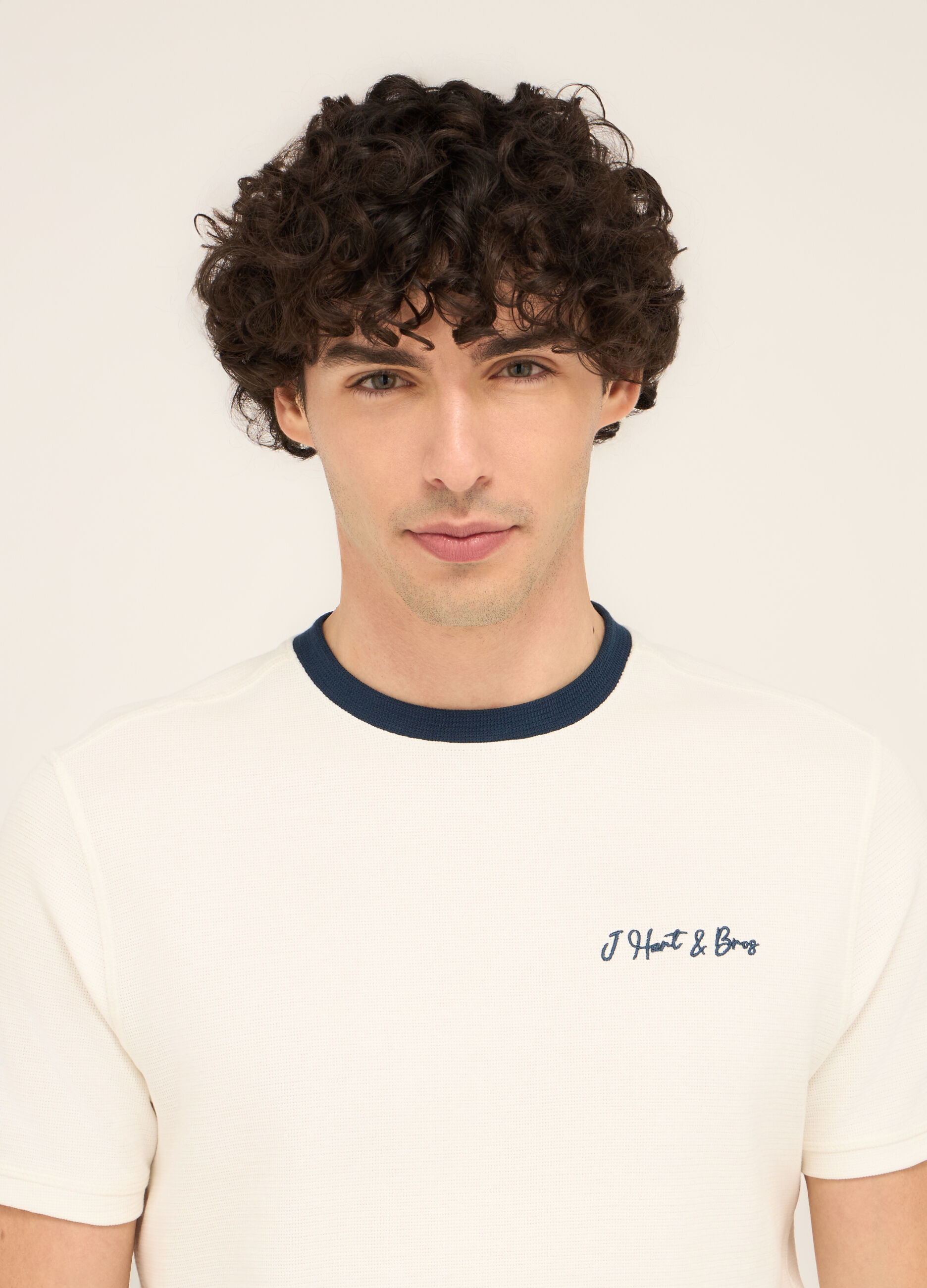 T-shirt girocollo in cotone nido d'ape uomo_2