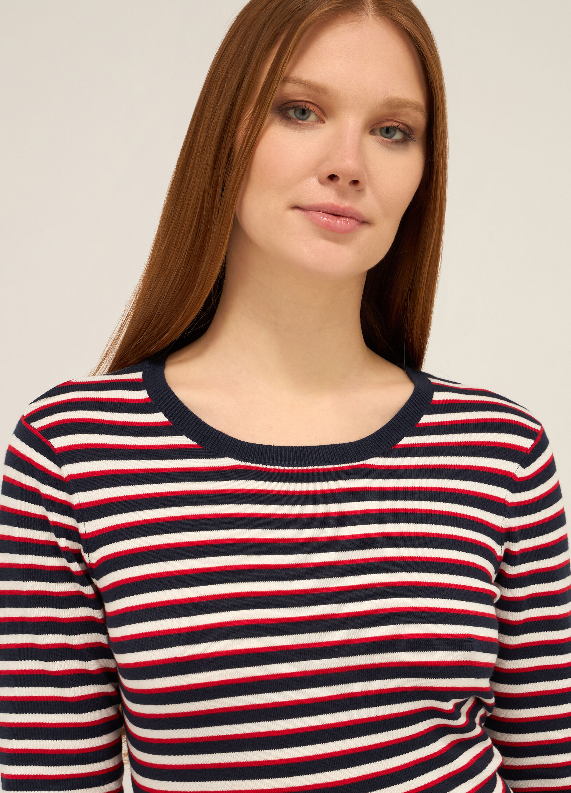 T-shirt misto viscosa con motivo a righe donna_2