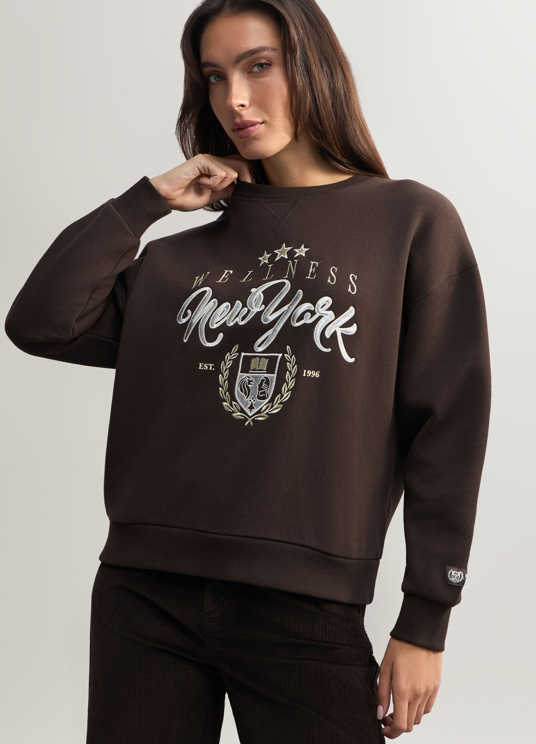 Felpa girocollo misto cotone donna_2