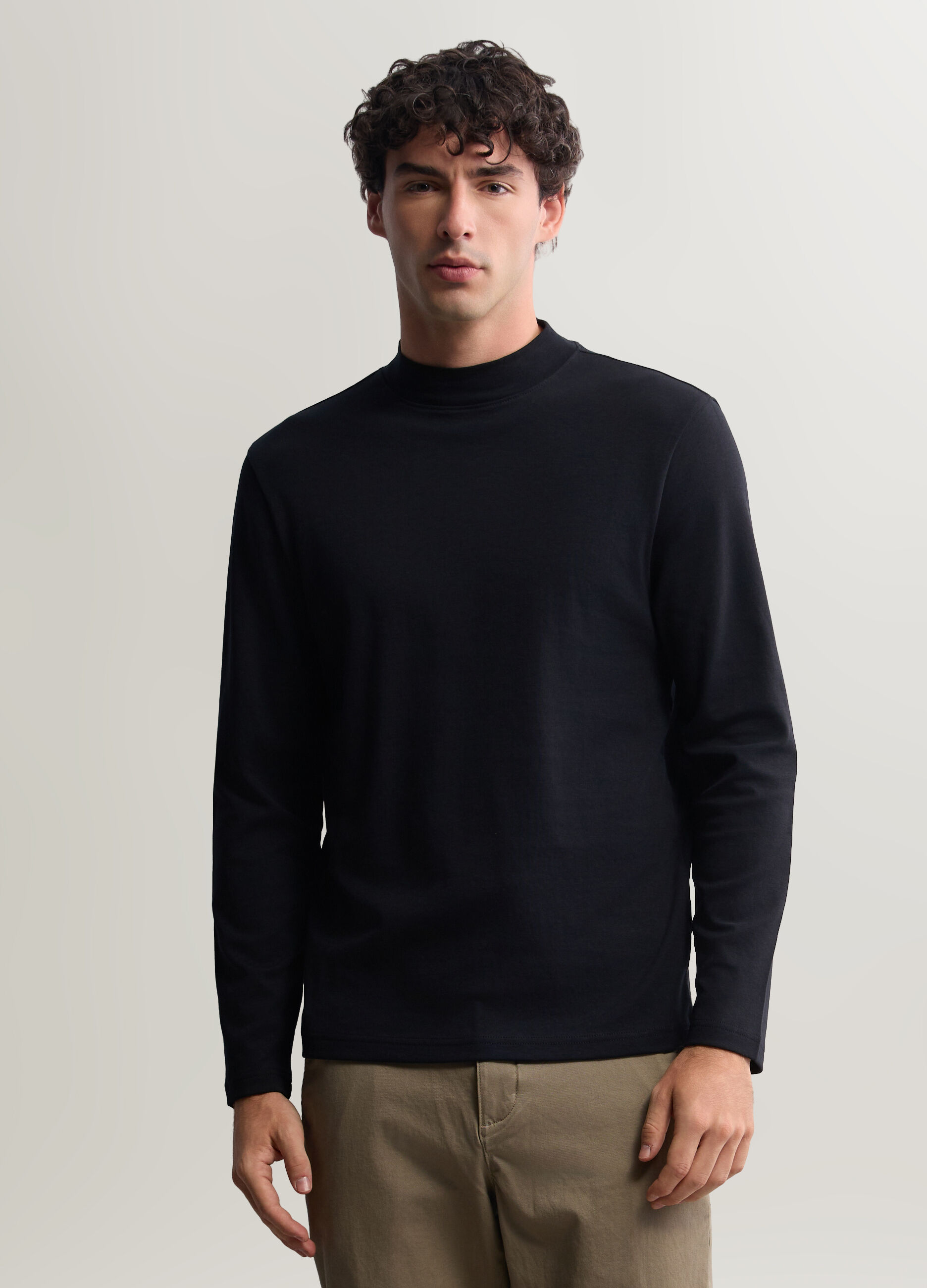 Maglia lupetto in interlock di cotone uomo_0