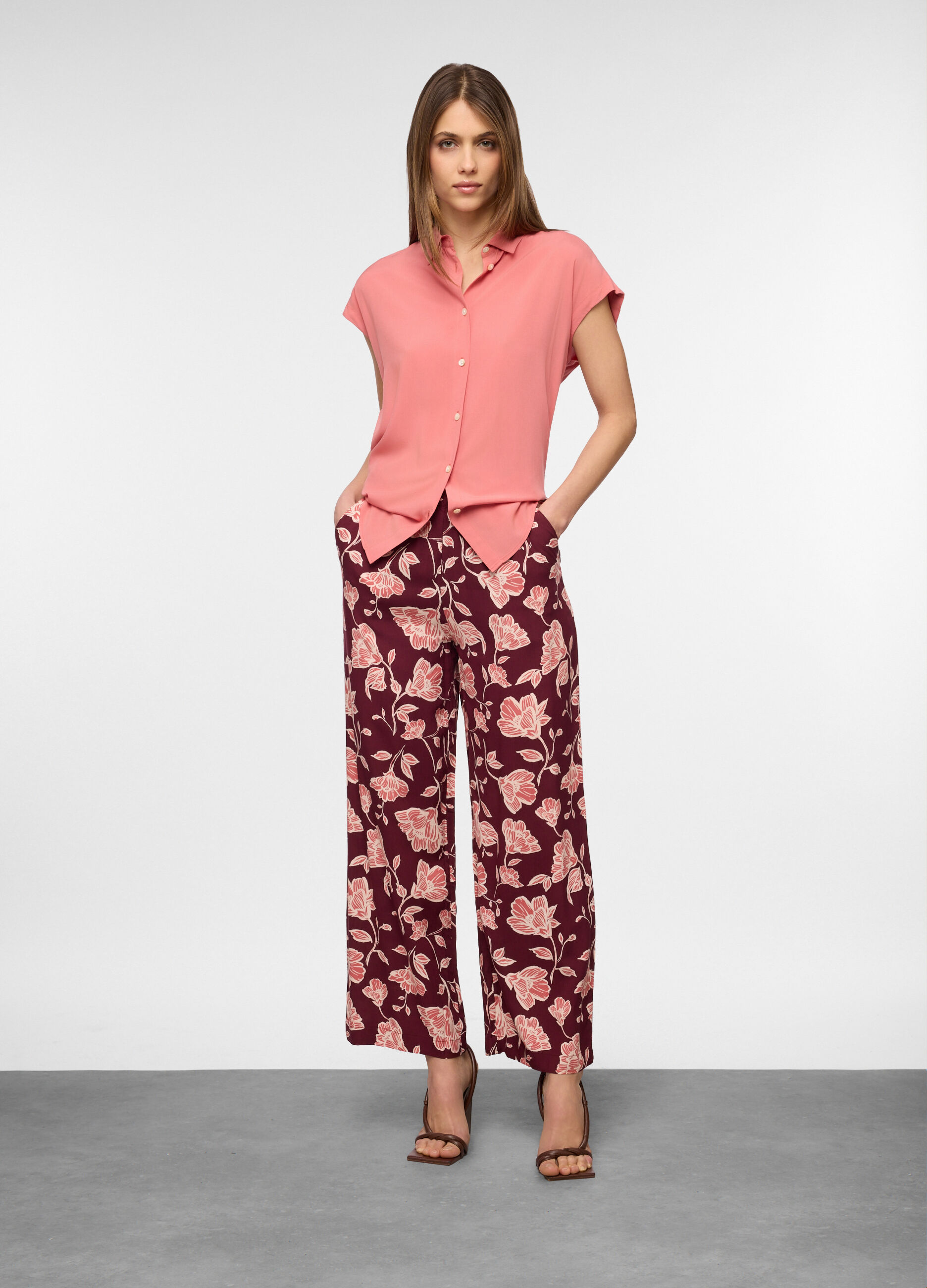 Camicia kimono regular fit con collo alla francese donna_0