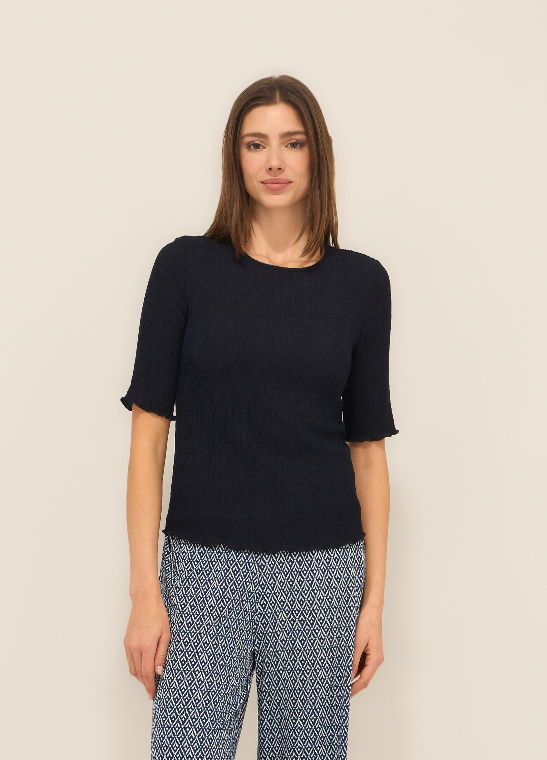 T-shirt misto viscosa crinkle donna_0
