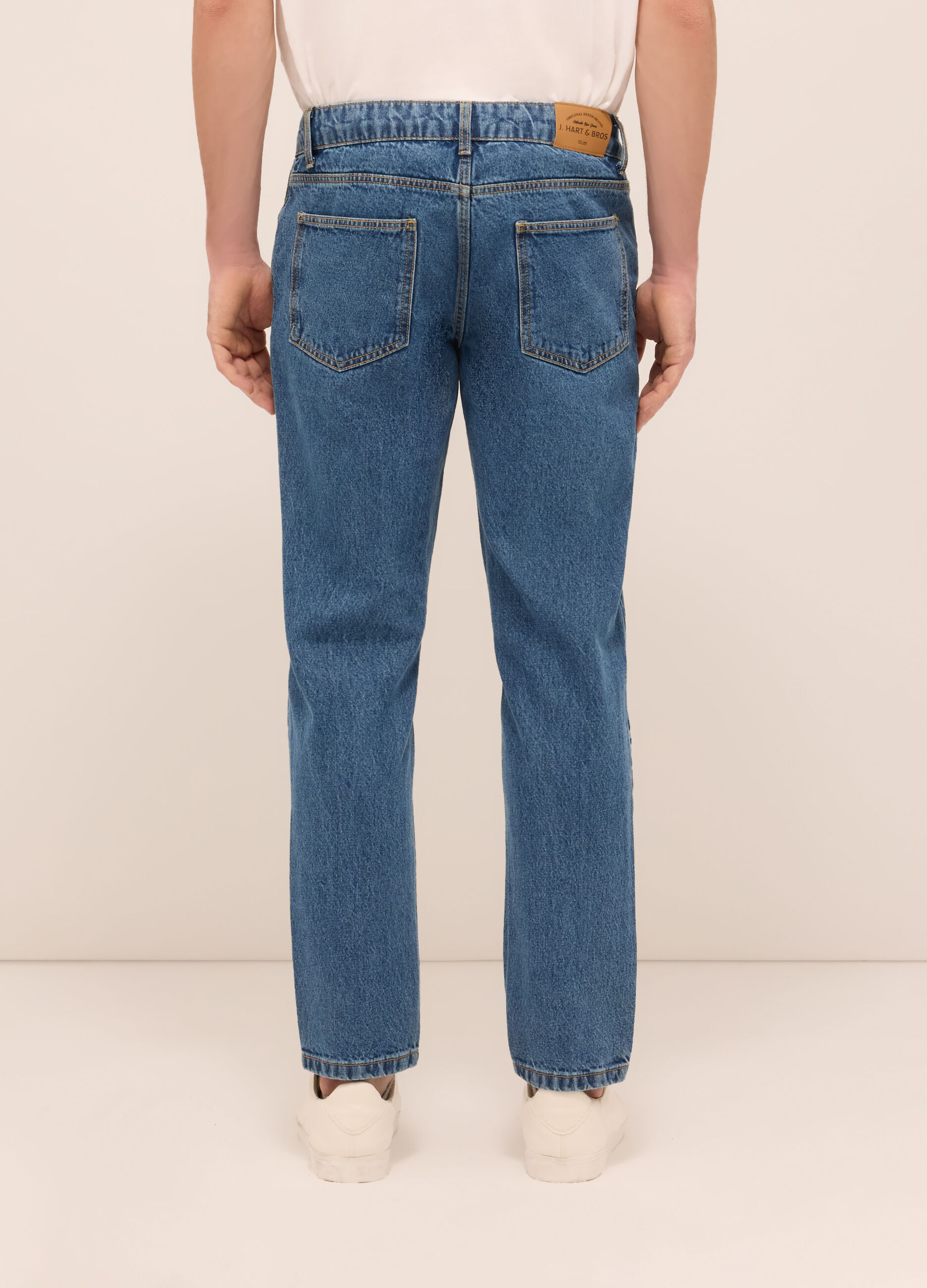 Jeans 5 tasche slim fit in denim di cotone uomo_1