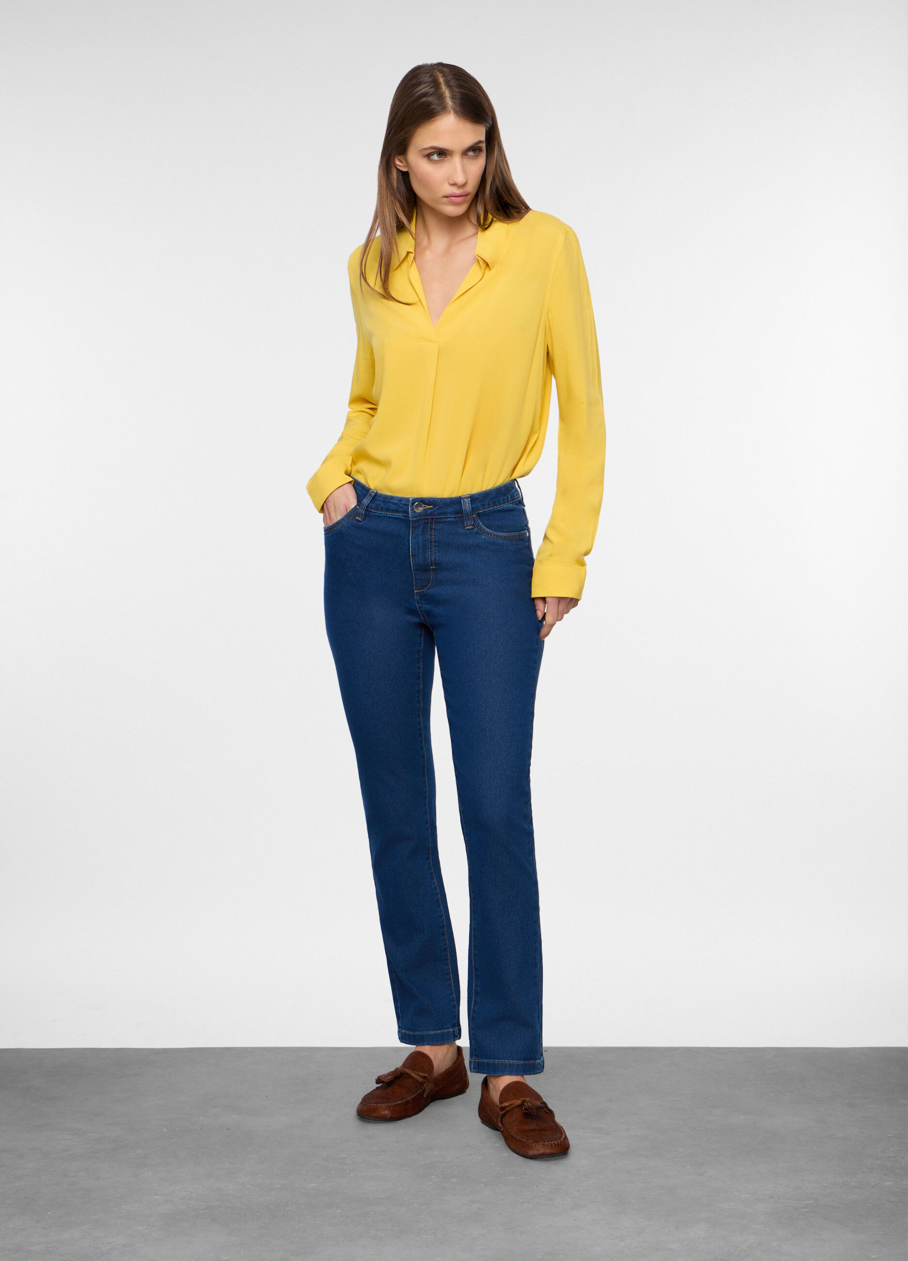 Pantaloni in denim stretch donna_0