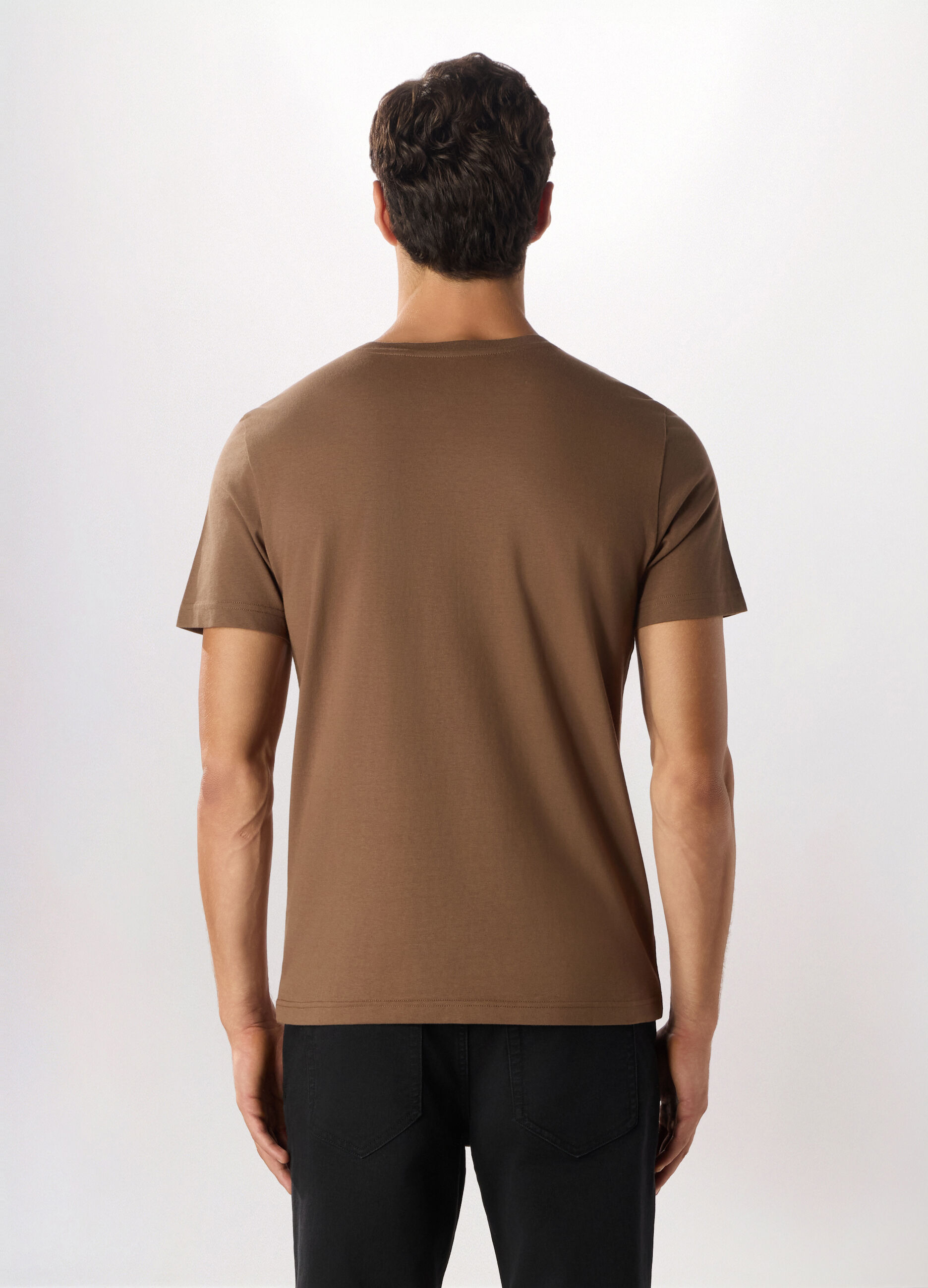 T-shirt a maniche corte con stampa in cotone uomo_1