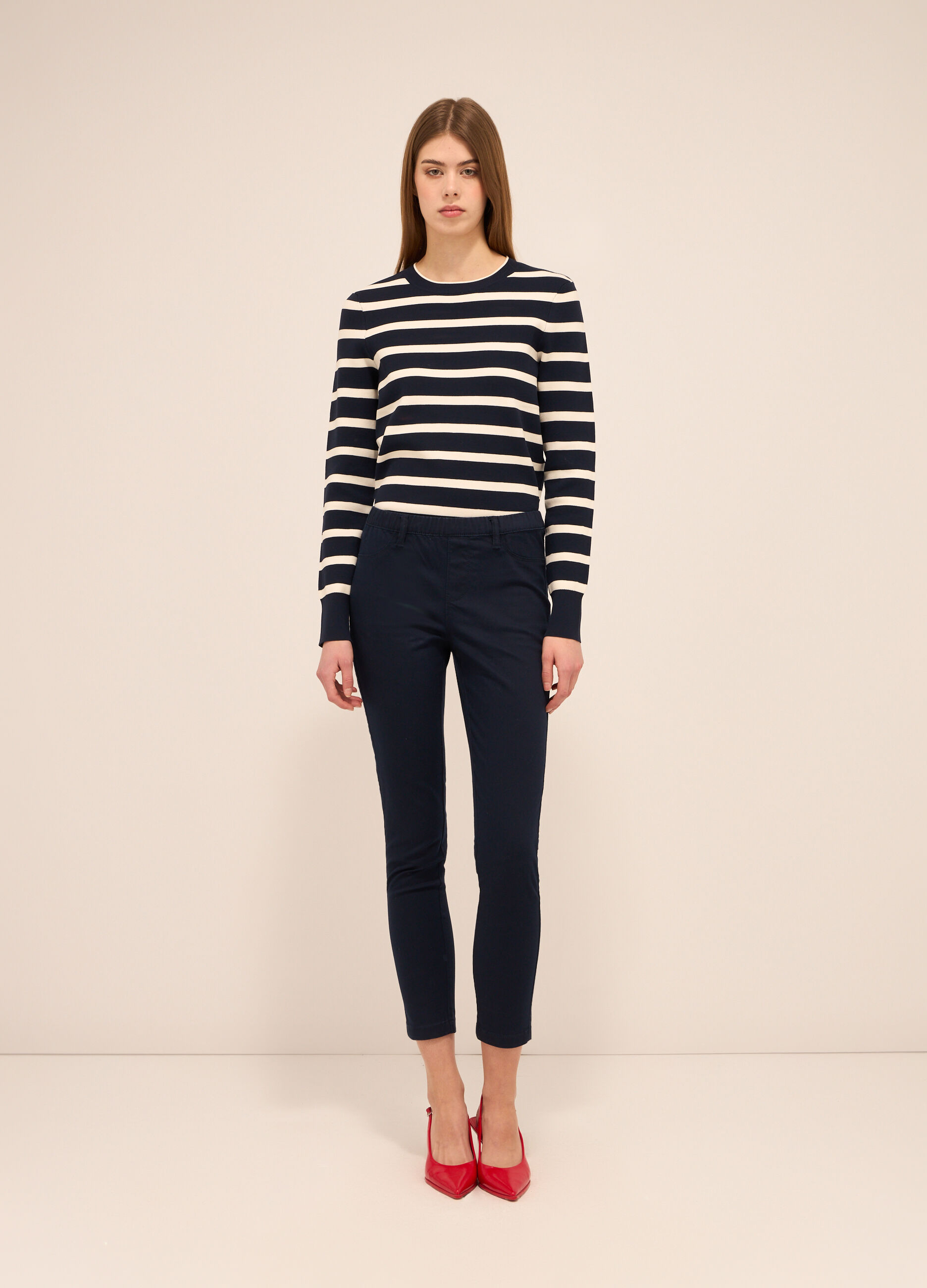 Jeggings in twill di misto cotone donna_0