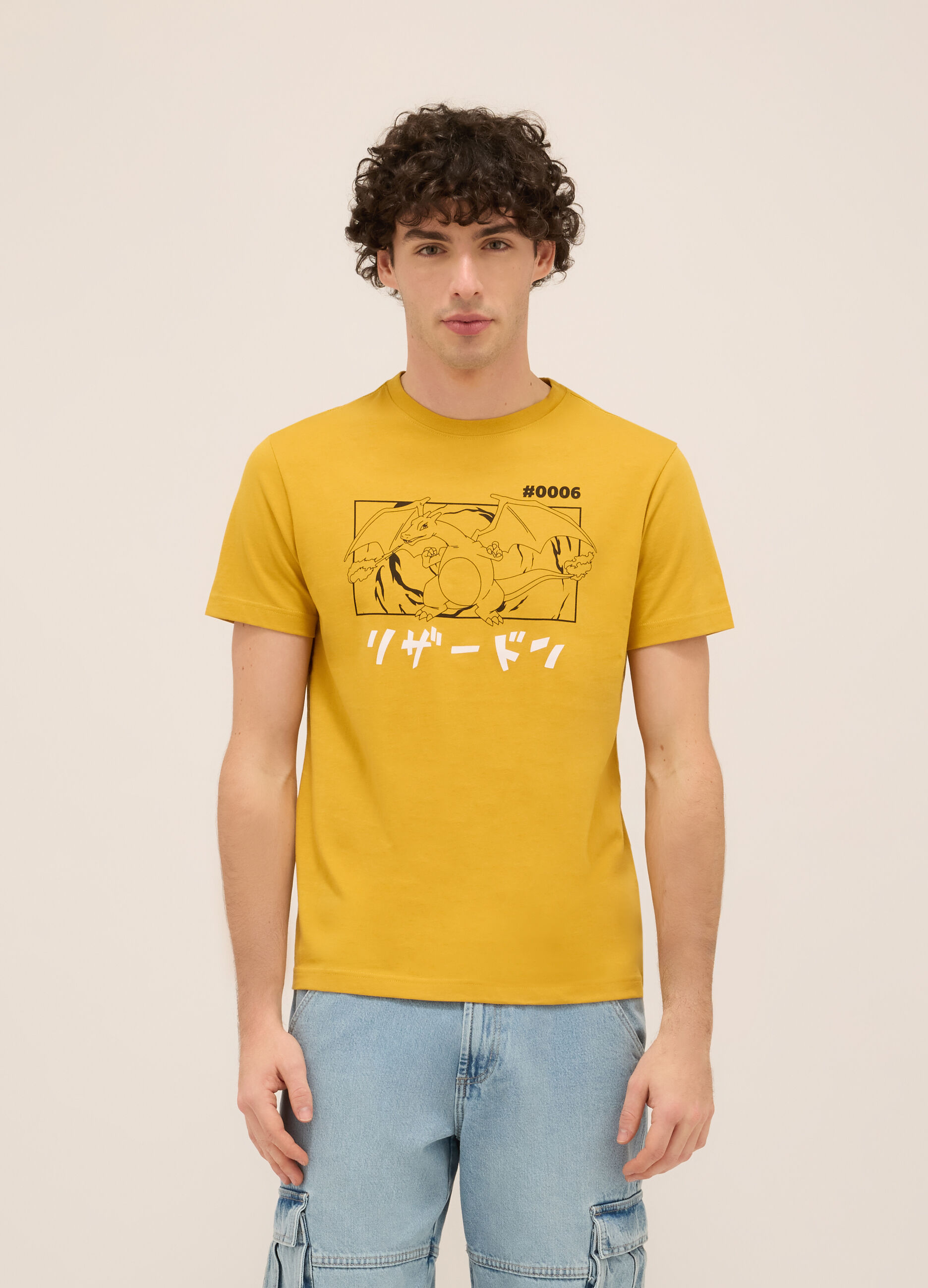 T-shirt girocollo in cotone con stampa uomo_0