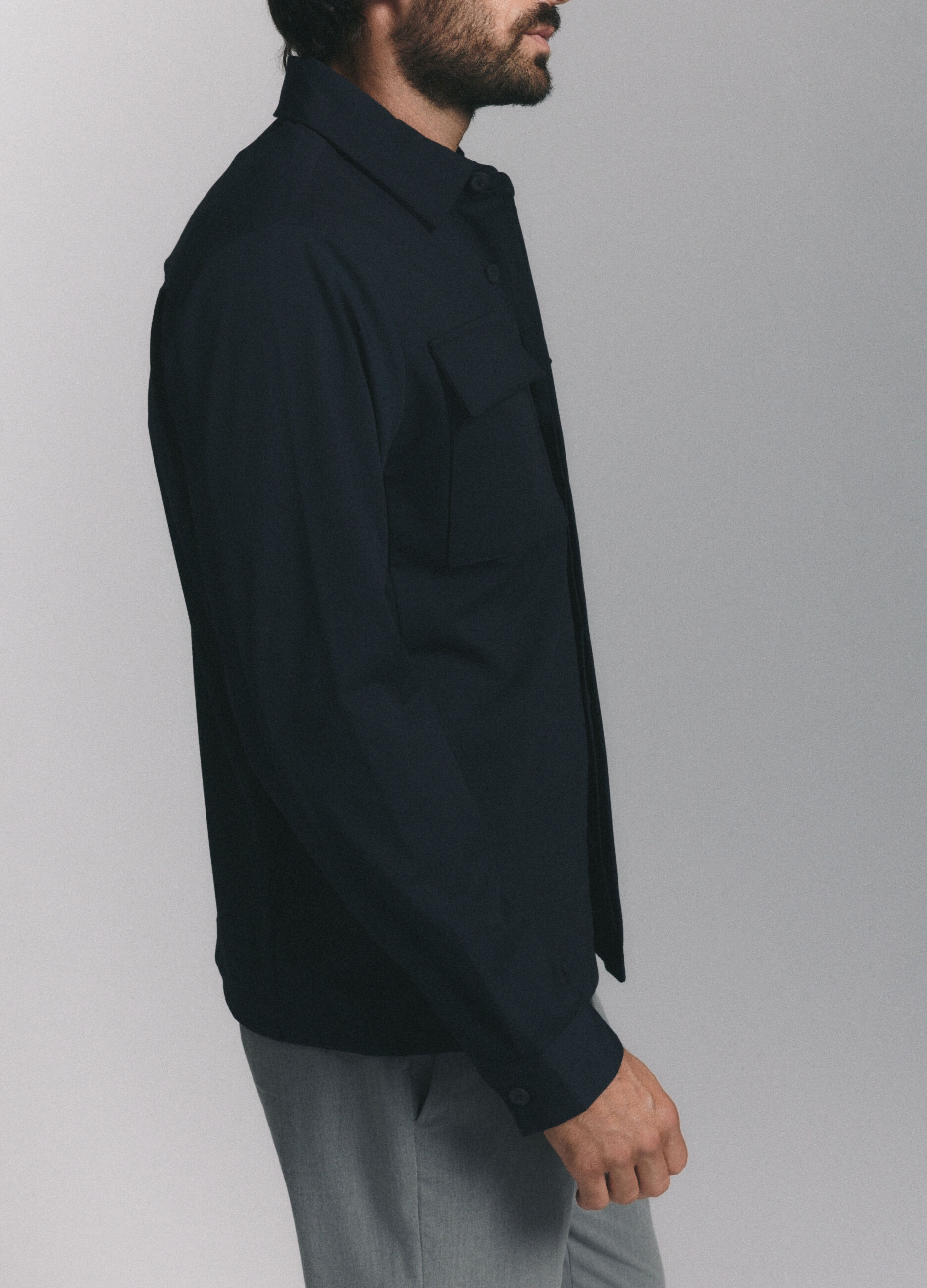 Giacca a camicia in tessuto stretch uomo_3