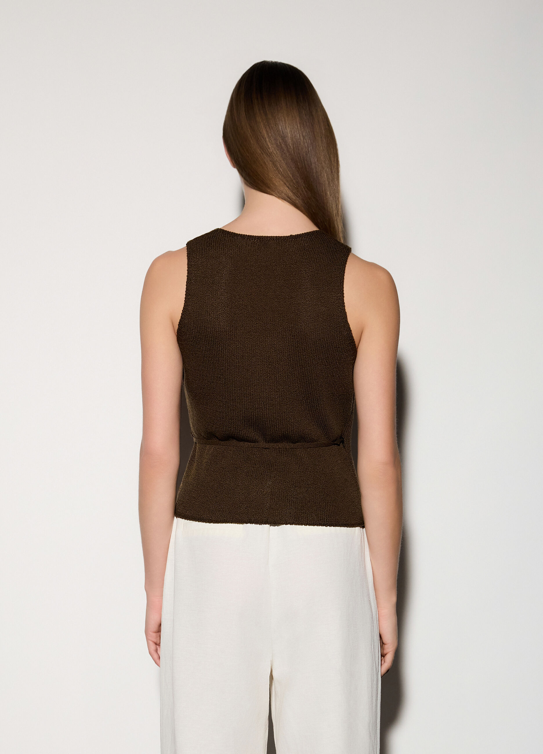 Gilet incrociato in maglia donna_2