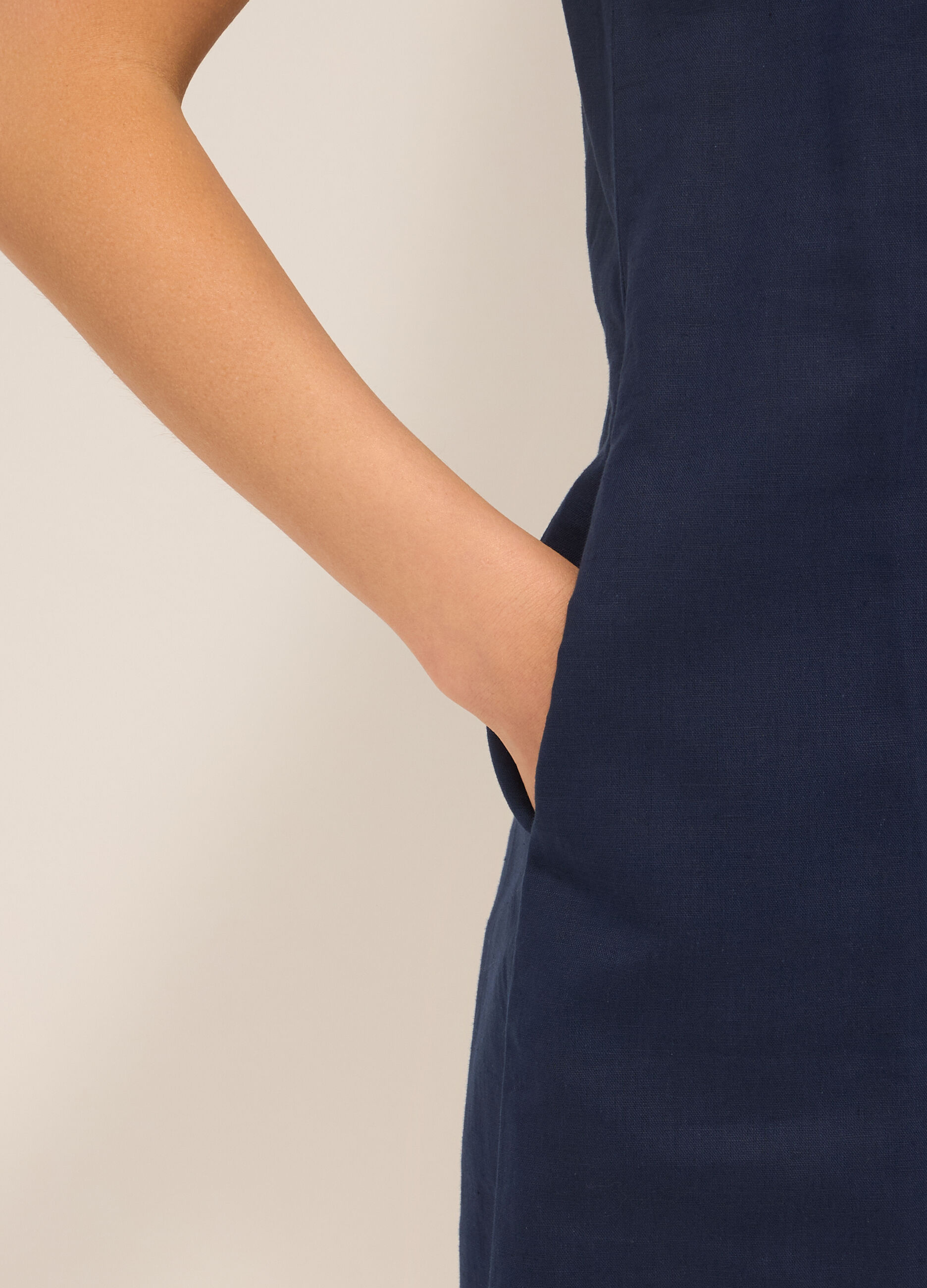 Abito corto misto lino donna_2