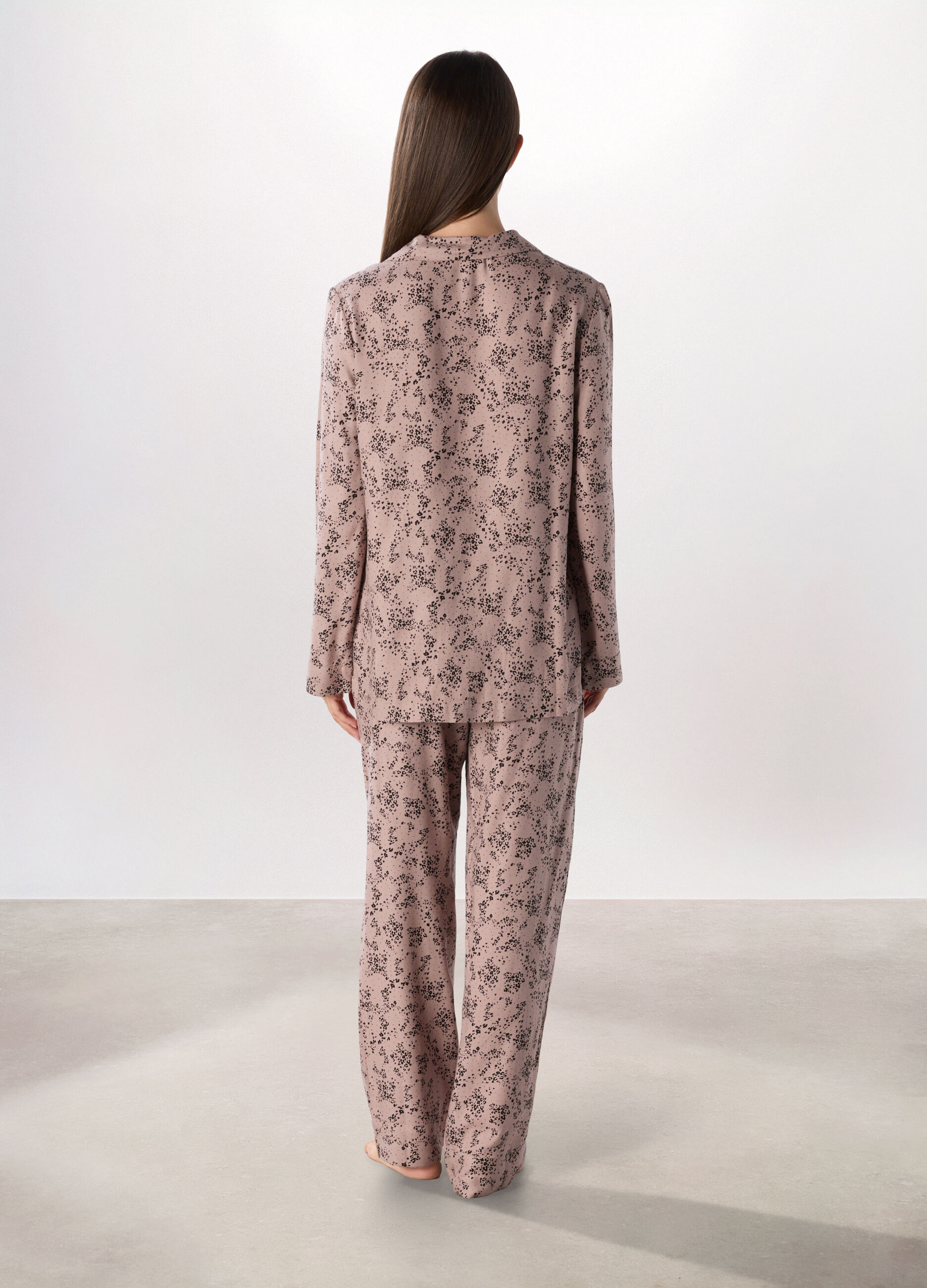 Set pigiama lungo in twill di viscosa donna_1