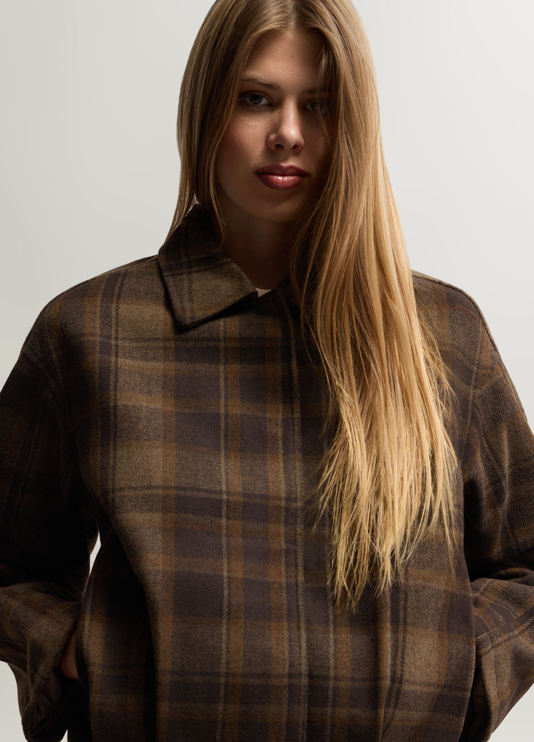 Cappotto corto a quadri donna_2