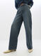 Pantaloni Wide Leg in denim di puro cotone donna_1
