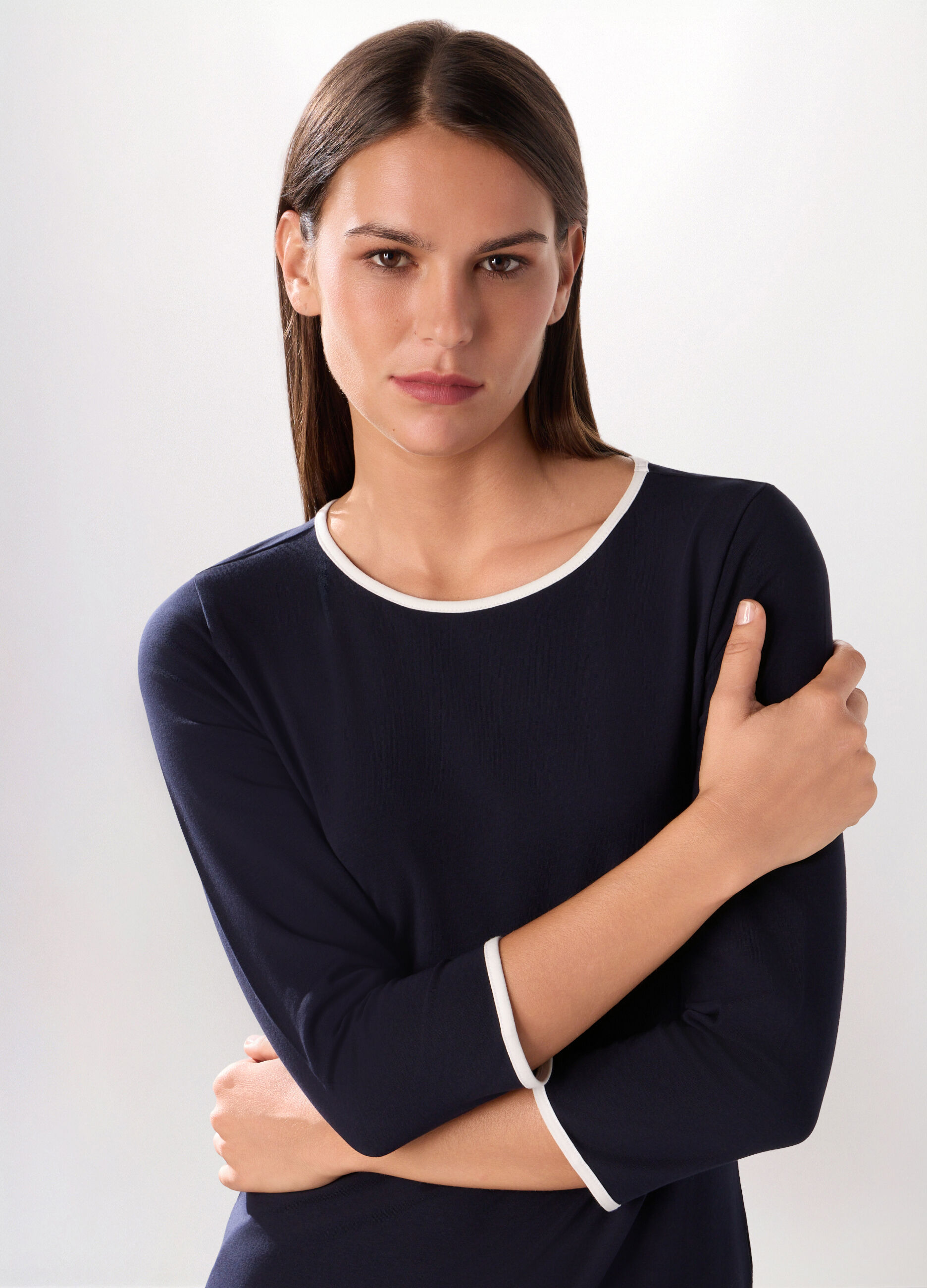 T-shirt in jersey di cotone stretch donna_2