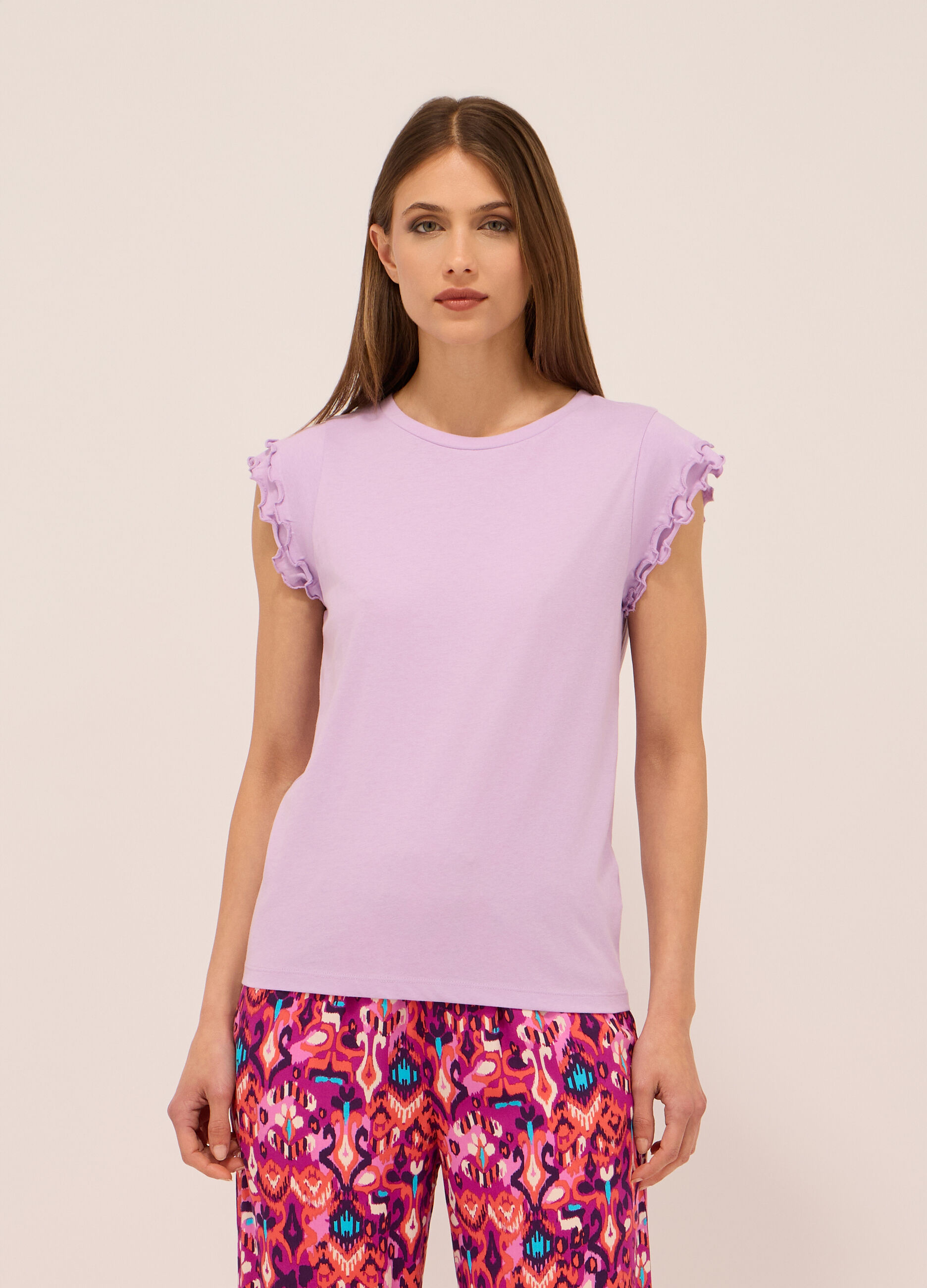 T-shirt in jersey di puro cotone donna_0