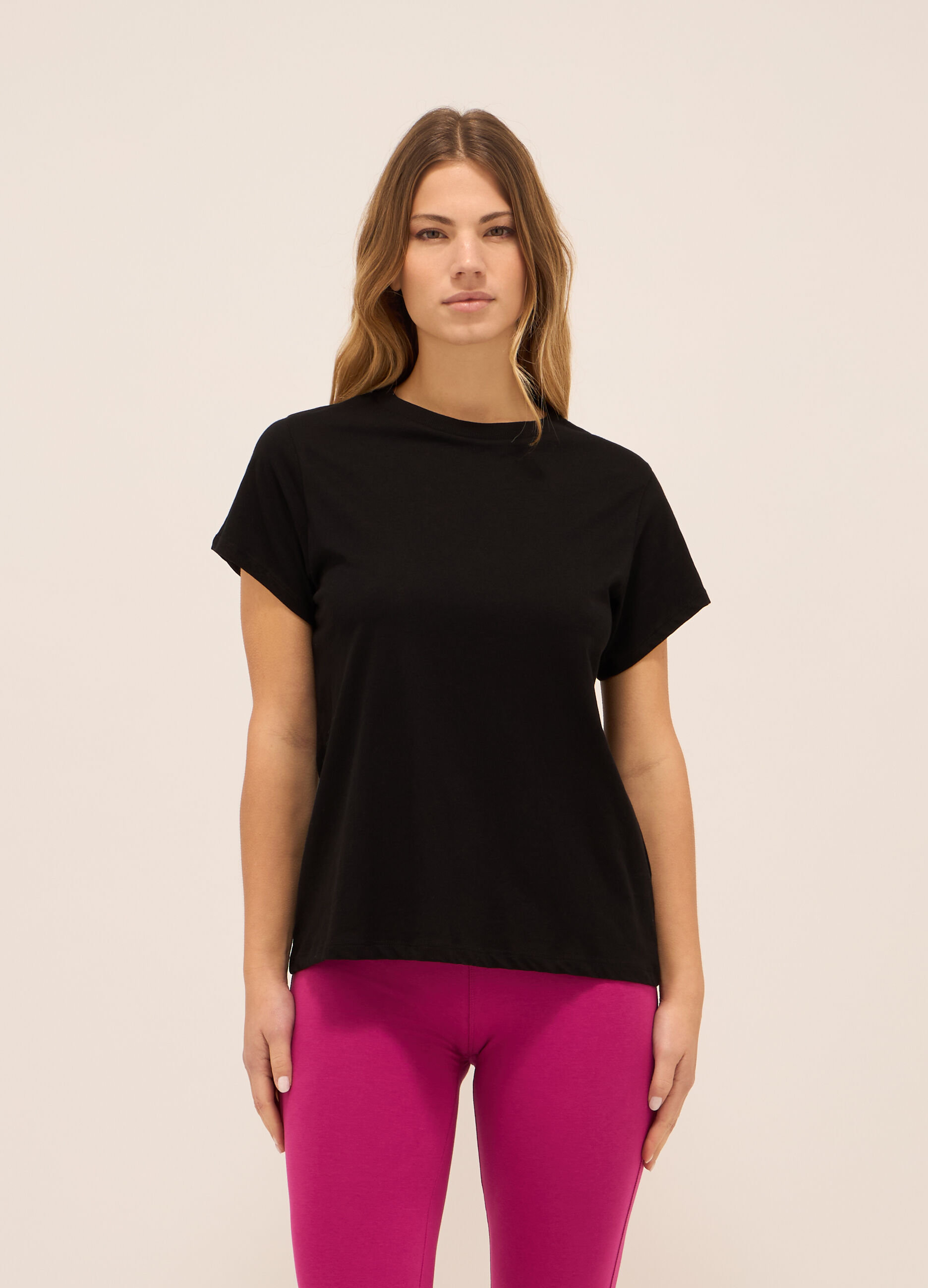 T-shirt in jersey di puro cotone donna_0
