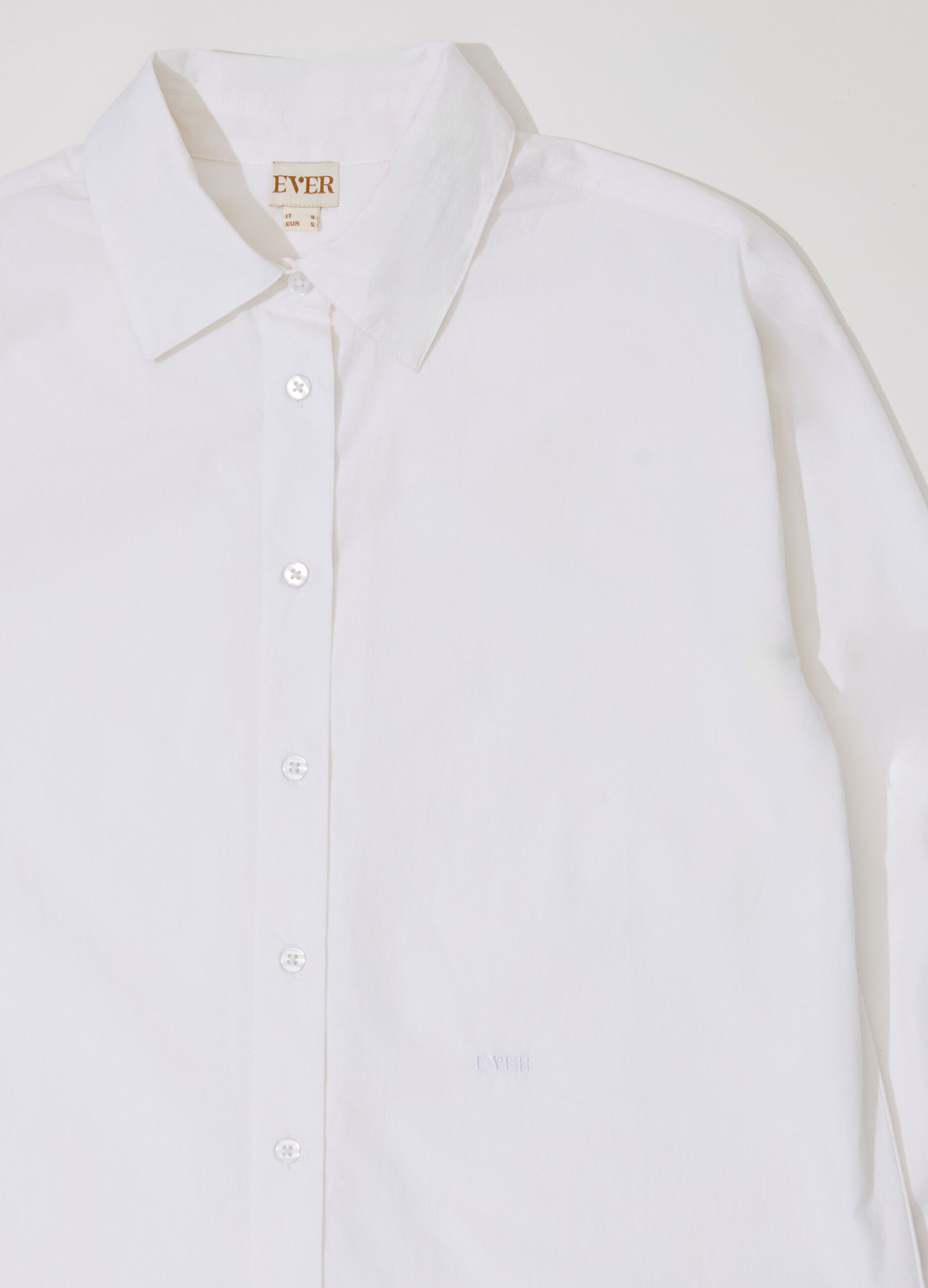 Camicia in popeline di puro cotone a maniche lunghe donna_6