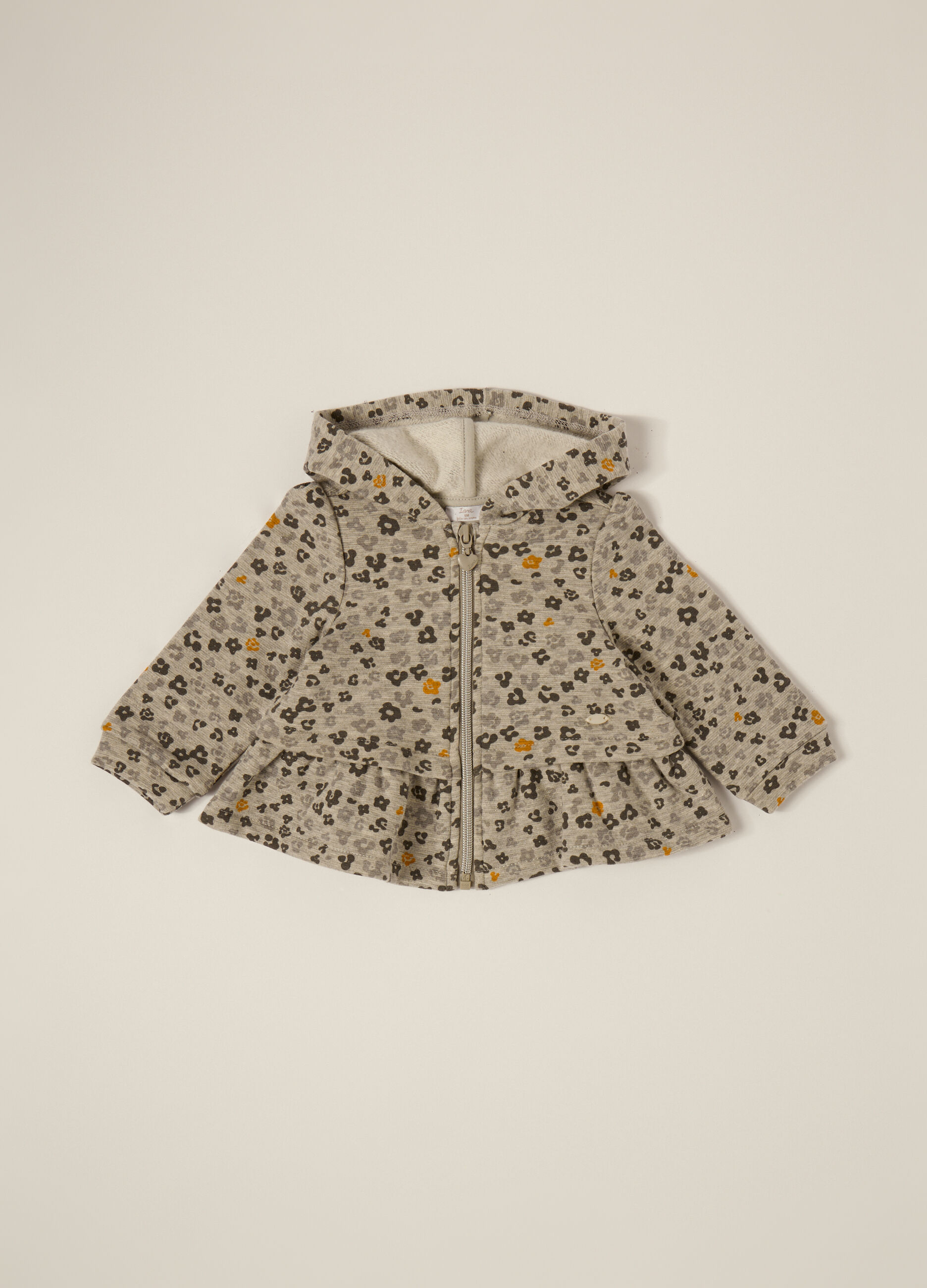 Felpa grigia con full zip per neonata
