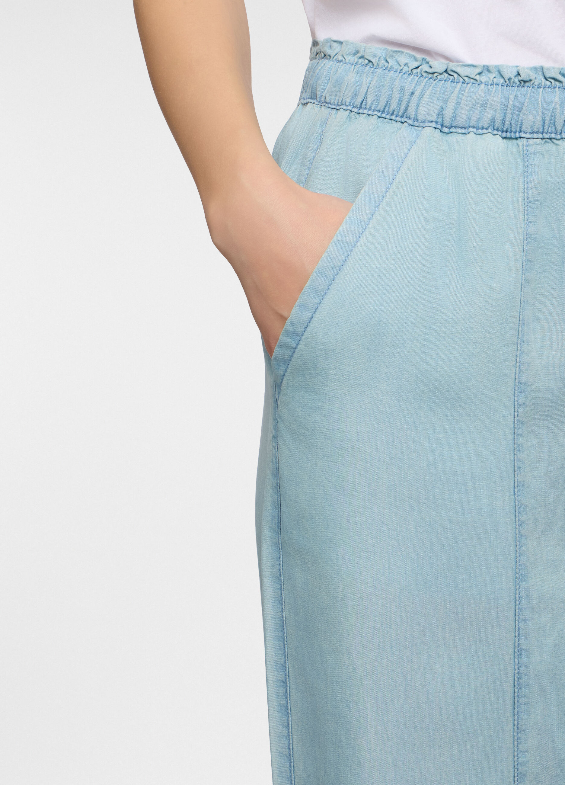 Jogger fit straight in Lyocell con vita elasticata donna_3