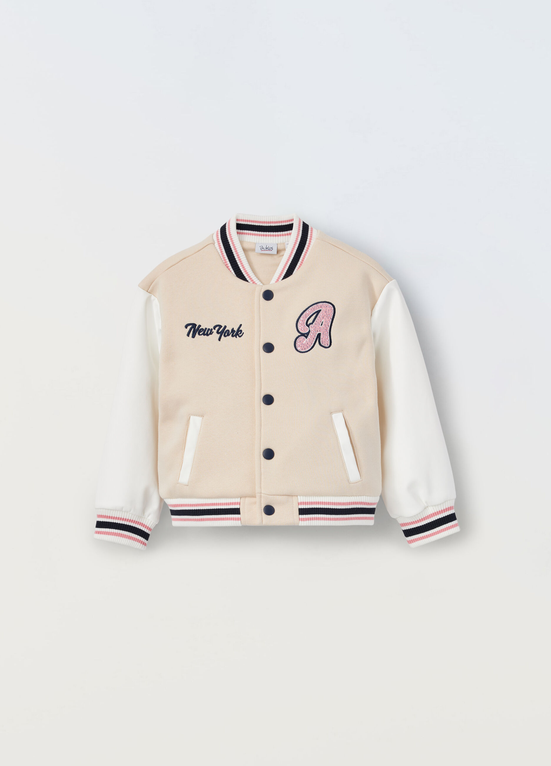 Felpa varsity in misto cotone bambina_0