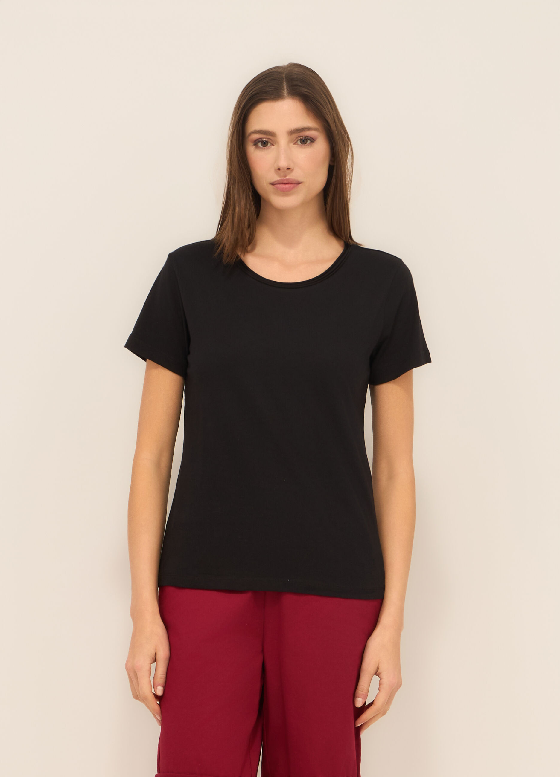 T-shirt in jersey di puro cotone donna_0