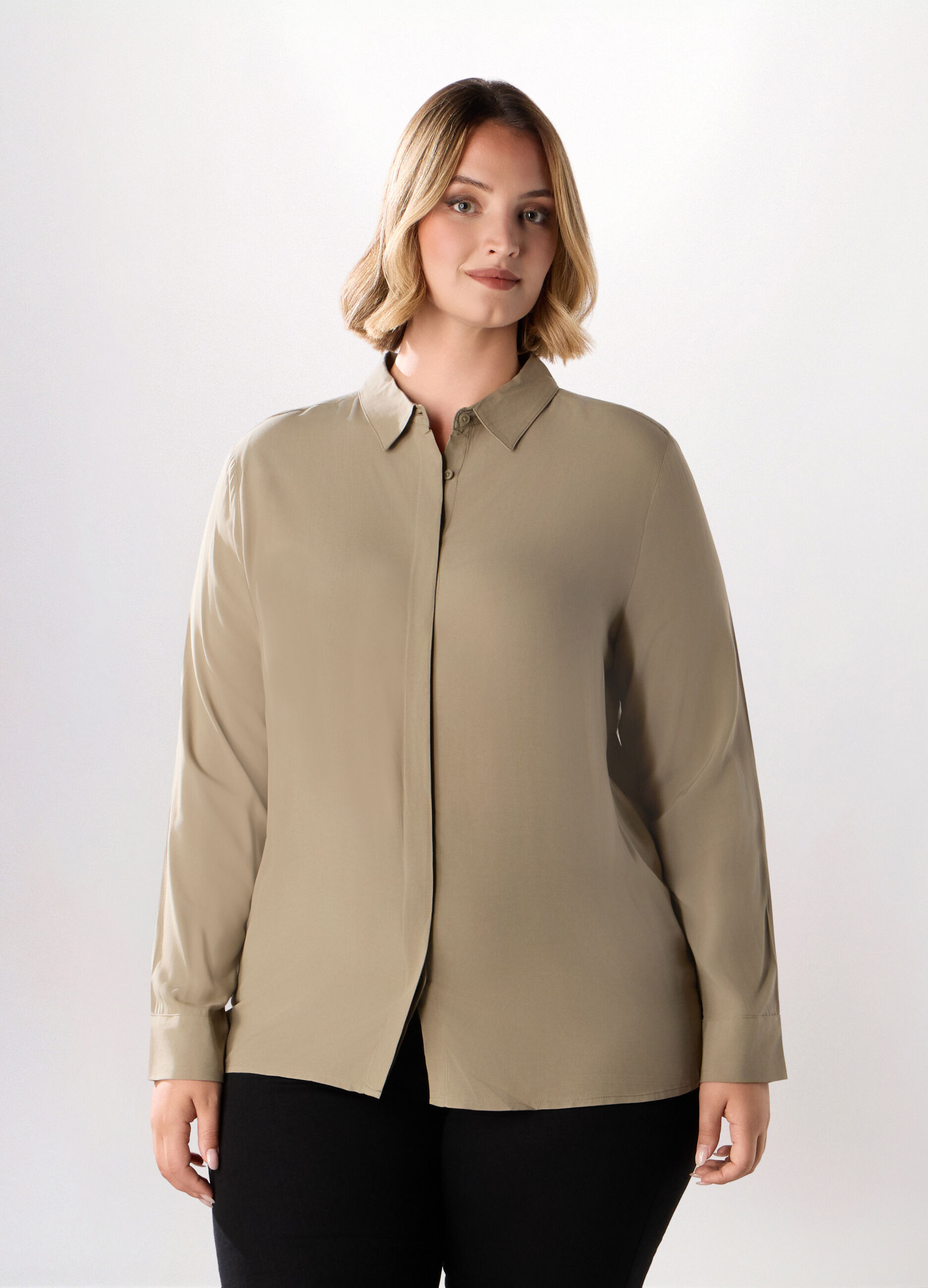 Camicia in viscosa tinta unita donna curvy_0
