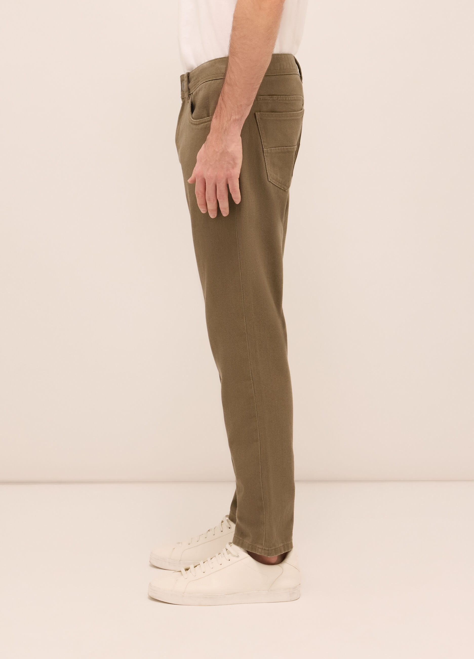Pantalone 5 tasche in twill di cotone uomo_2