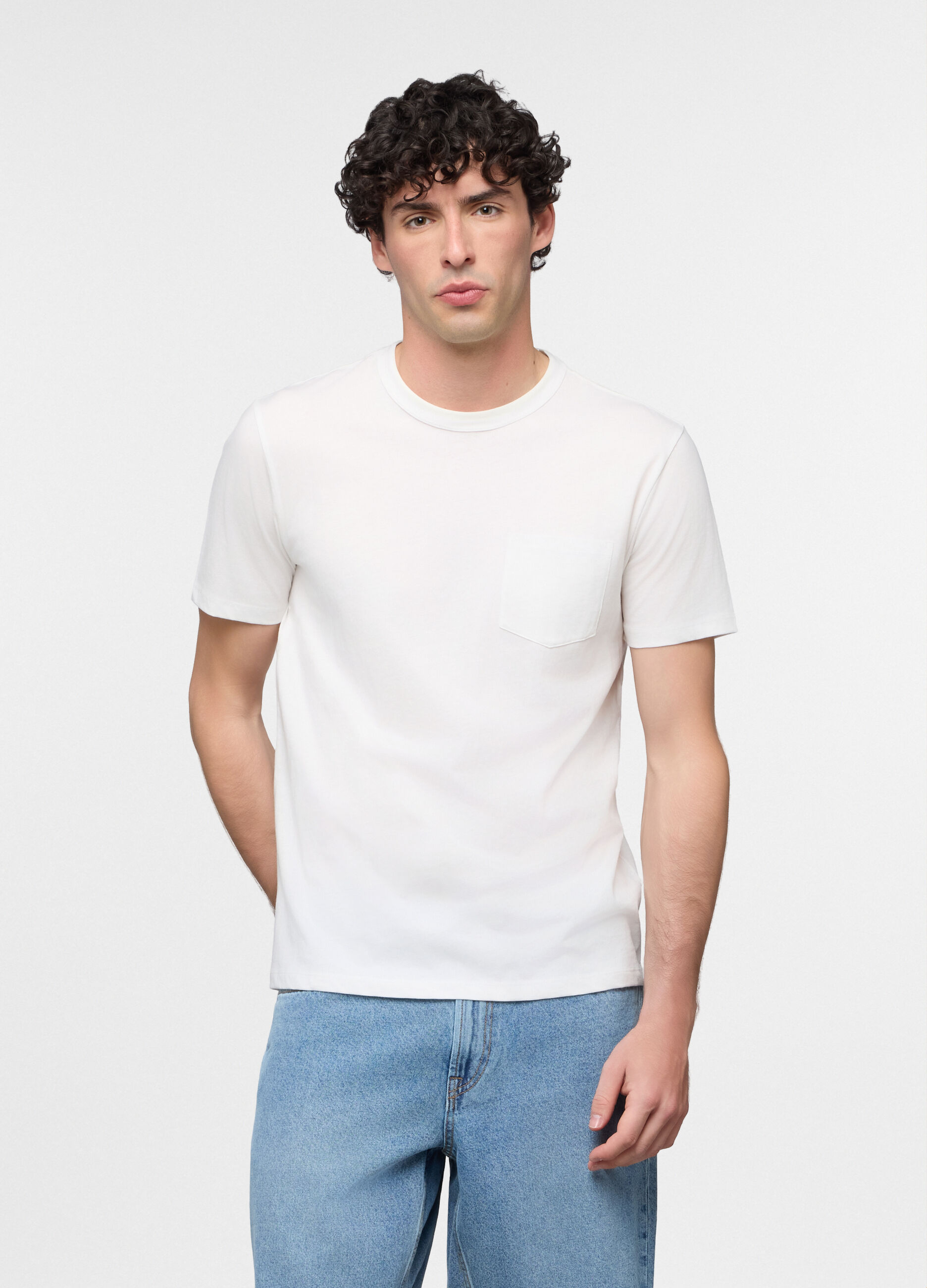 T-shirt girocollo in jersey di puro cotone uomo_0