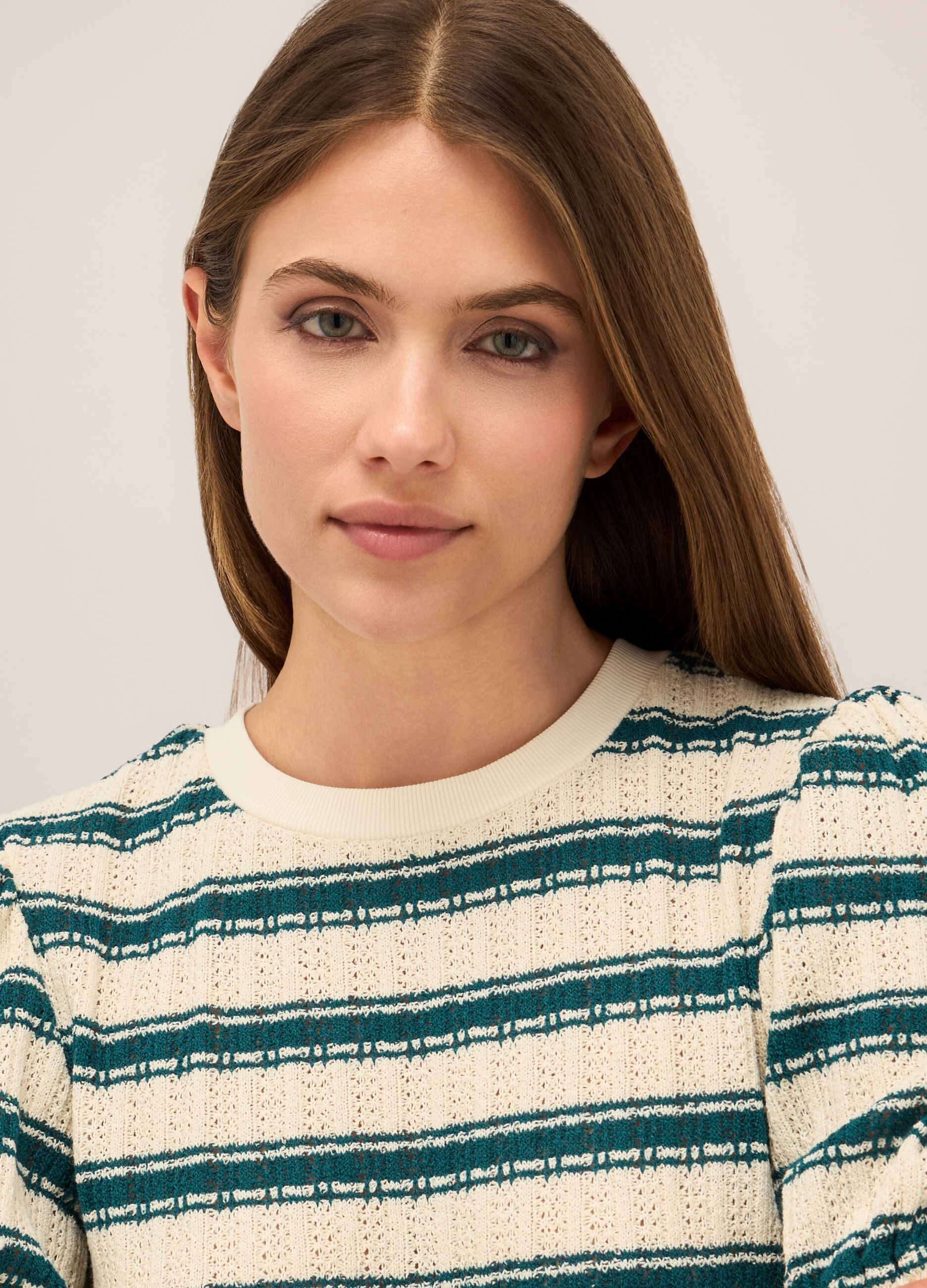 T-shirt in misto cotone lavorato donna_2