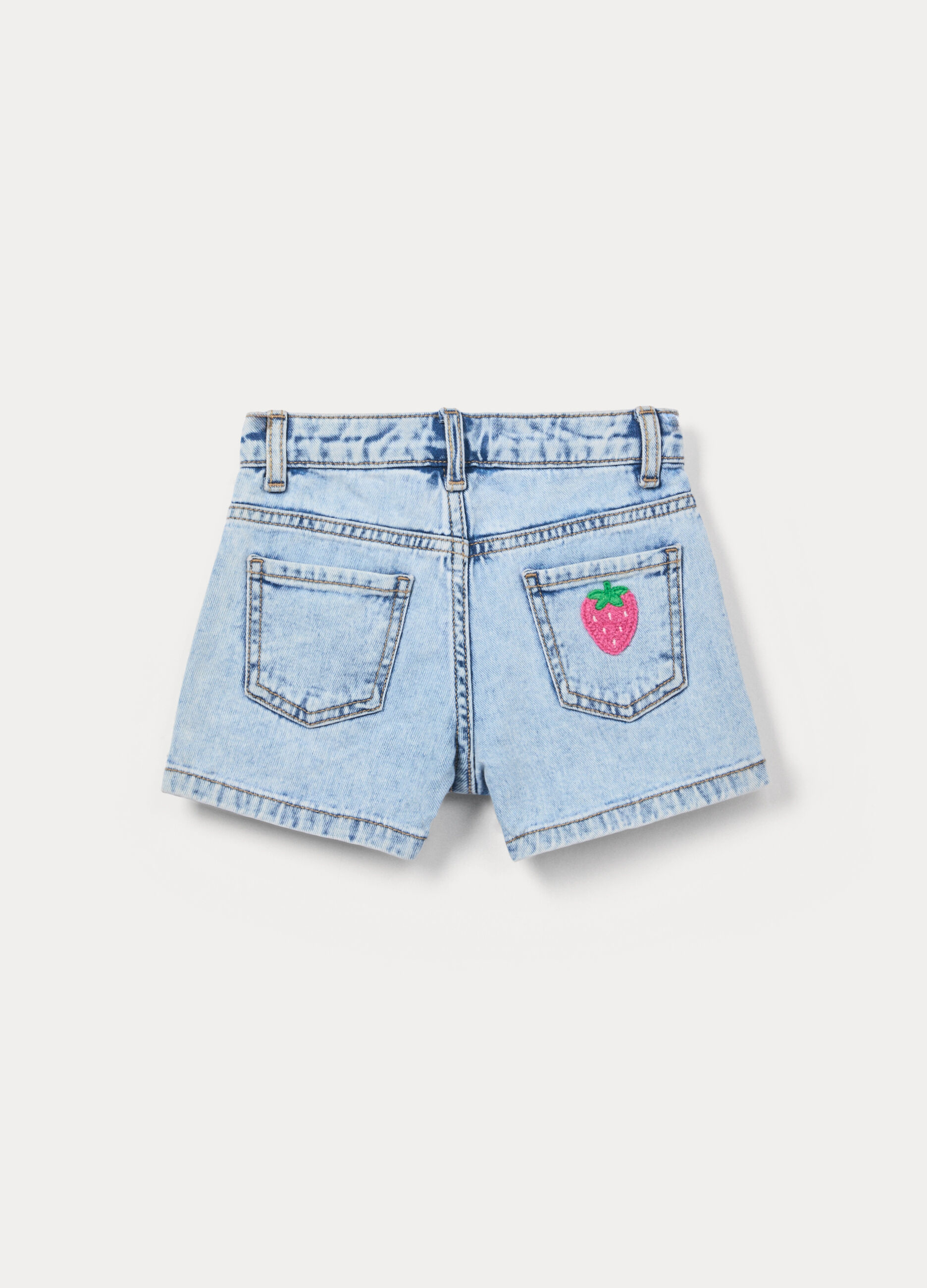 Shorts in denim di puro cotone bambina_1